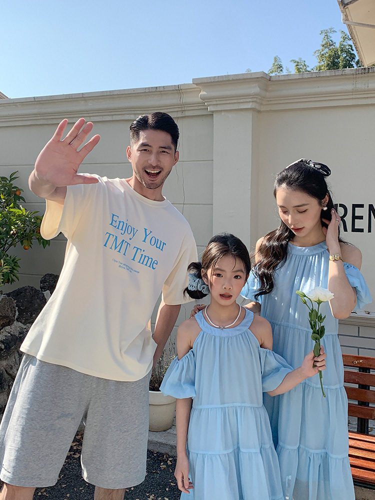【H1056】Family｜韓系仙氣奶油藍渡假親子裝(80-3XL)