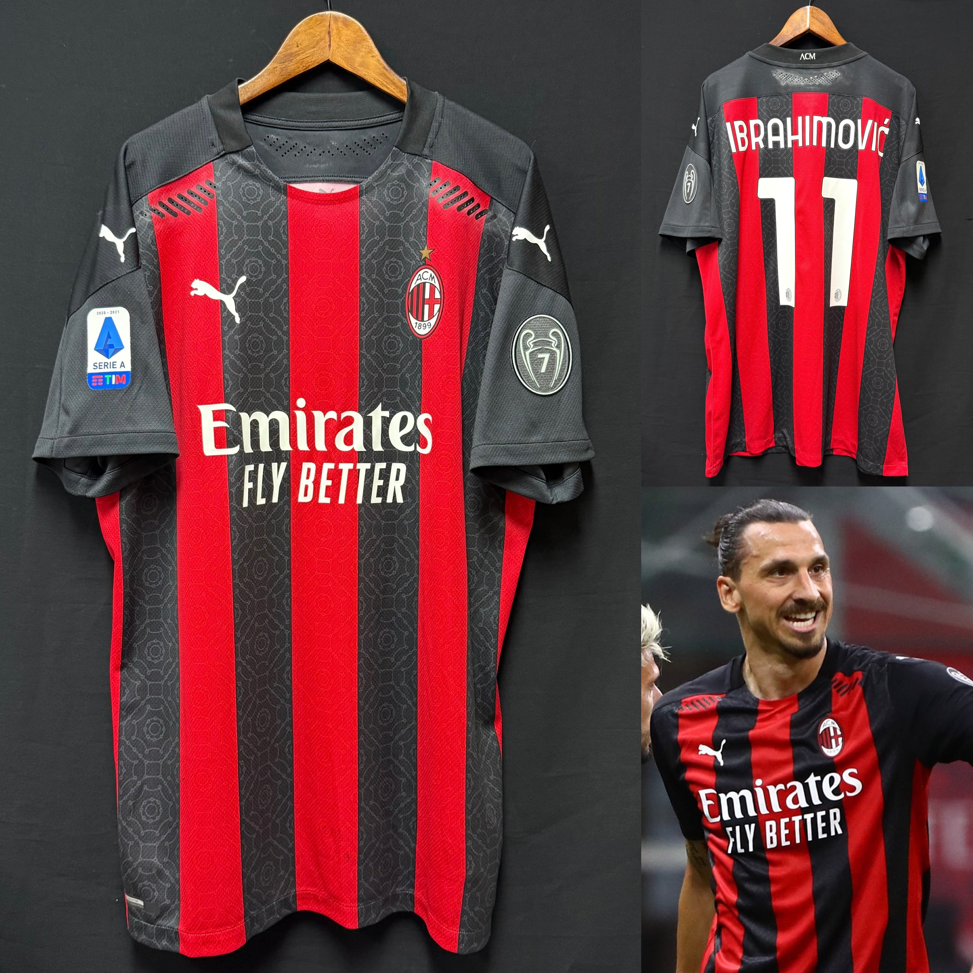 (Player Issue) AC Milan 2020-2021 Puma Home Player Issue Shirt #11 IBRAHIMOVIC