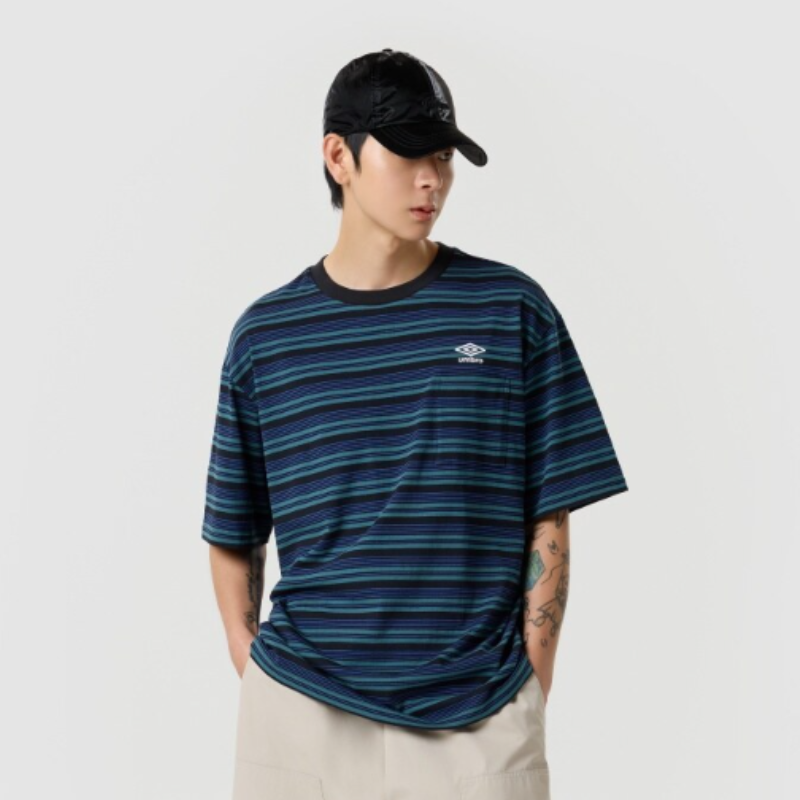 【代購】UMBRO Summer PICK Stripe Short Sleeve T-Shirt 夏日精選條紋短袖T恤 寬鬆休閒百搭上衣 男女同款