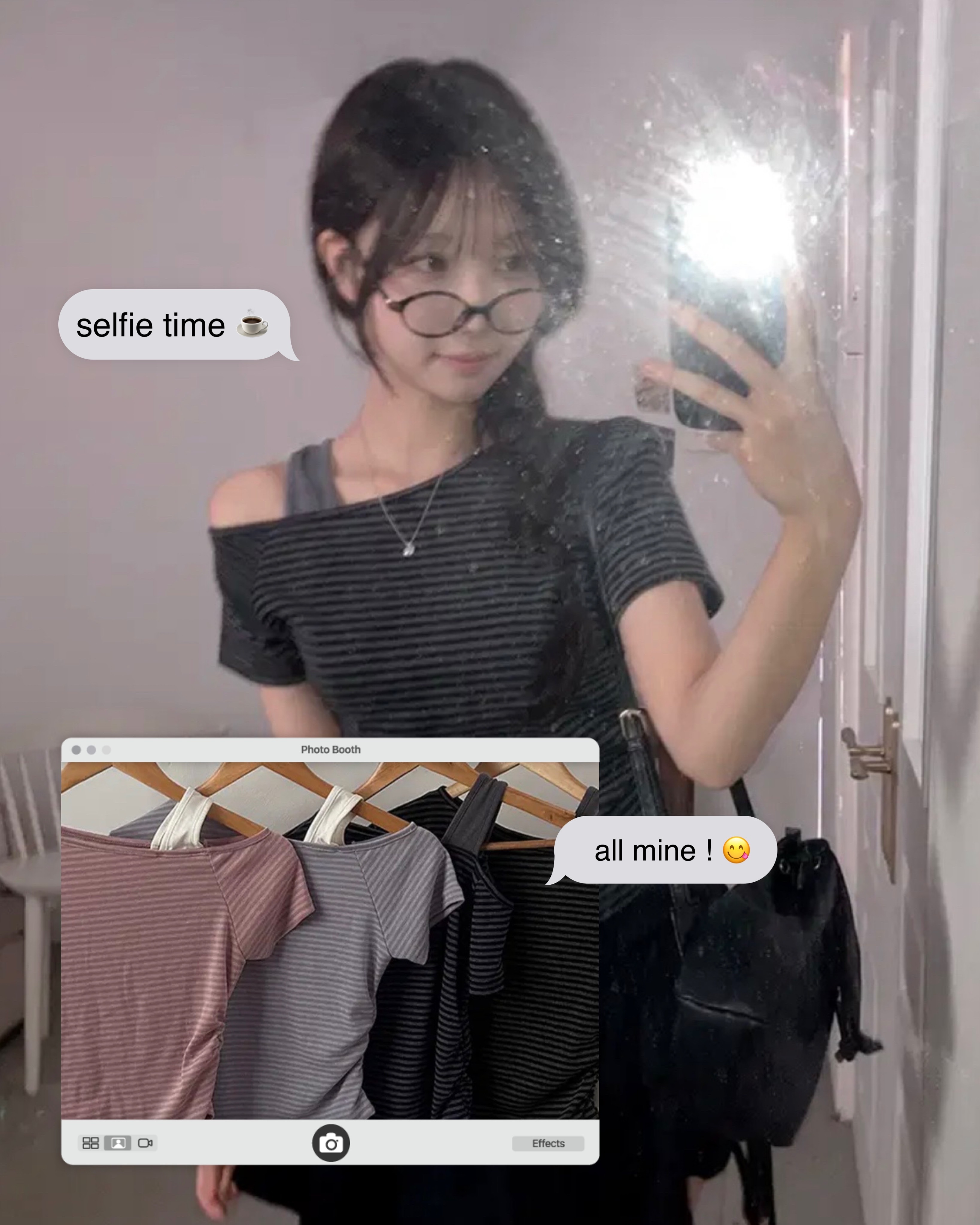 【網站預訂優惠】Striped One Shoulder Top