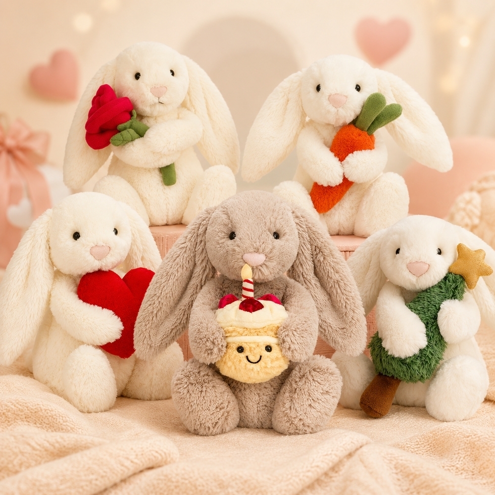 JELLYCAT 害羞懷抱系列 抱抱生日蛋糕 玫瑰邦尼兔 玩偶 毛絨公仔