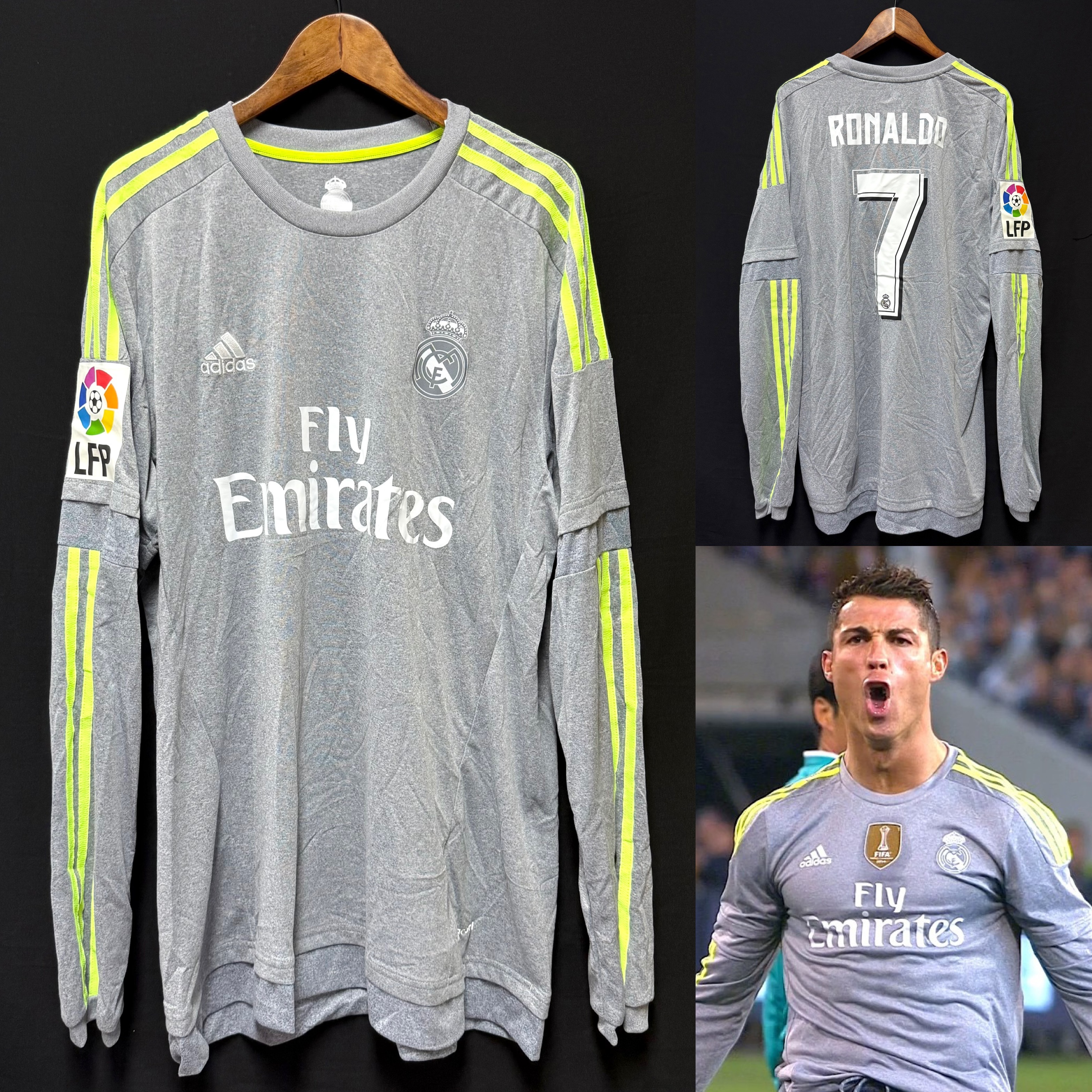 Real Madrid 2015-2016 Adidas L/S Away Shirt #7 RONALDO