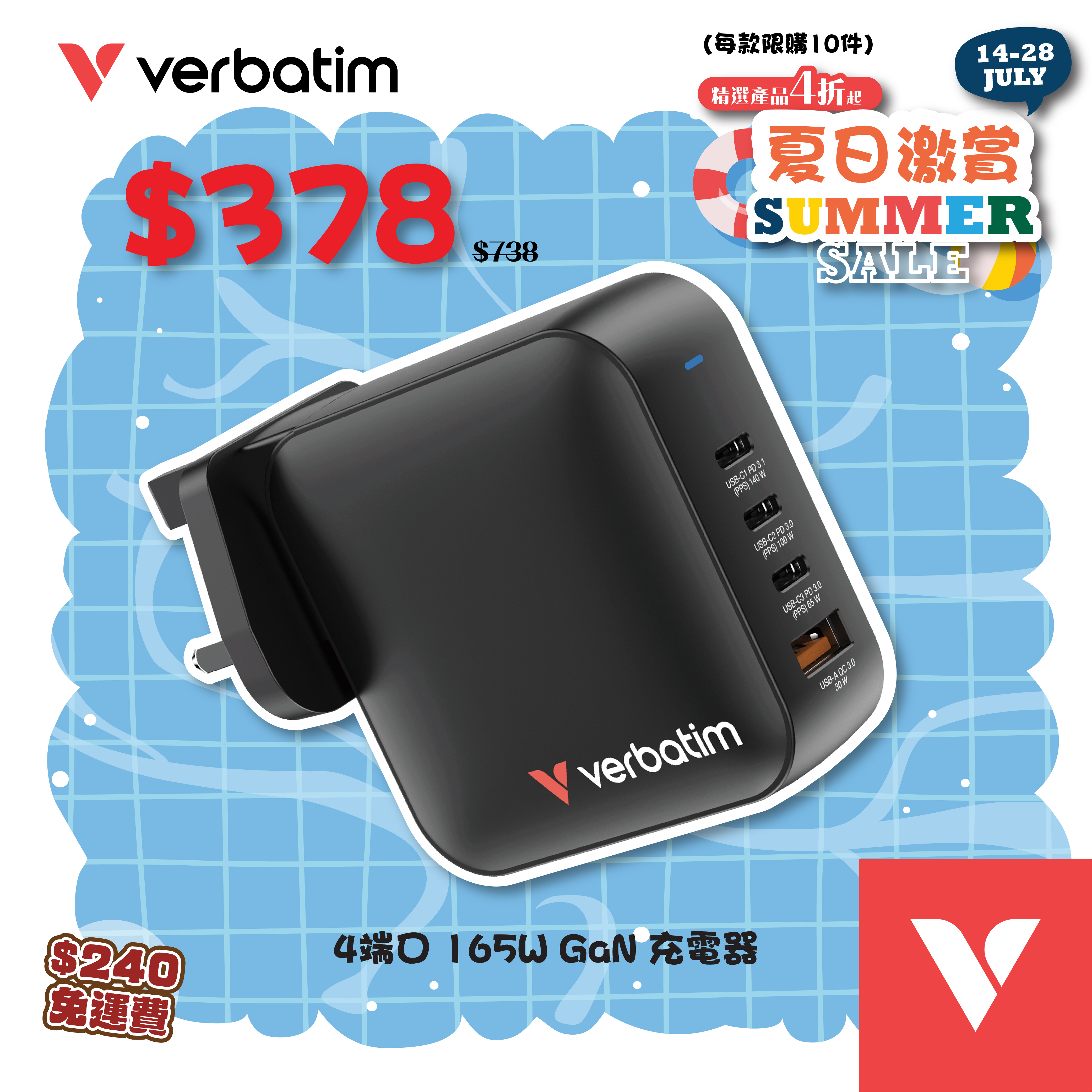 165W GaN 充電器 (MGaN165-4)