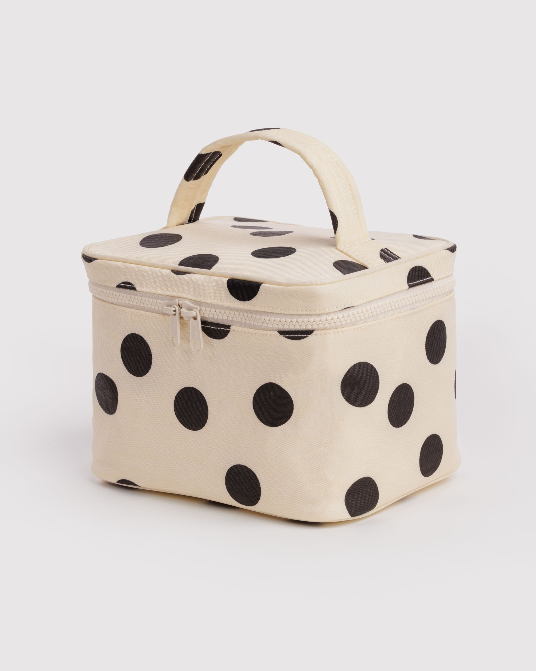 Large Cosmetic Case - Cream and Black Polka Dot | BAGGU