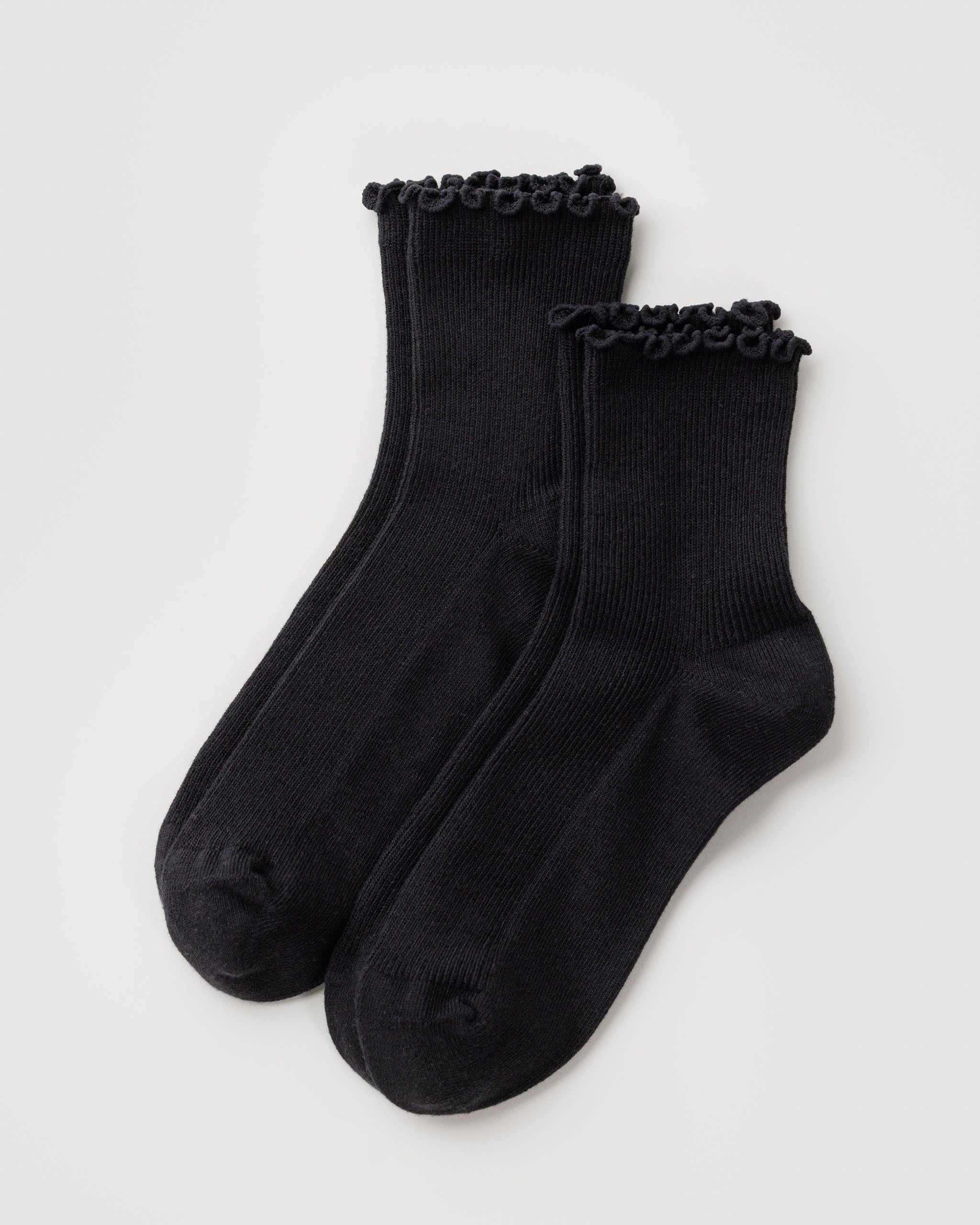Lettuce Edge Sock Set of 2 - Black | BAGGU