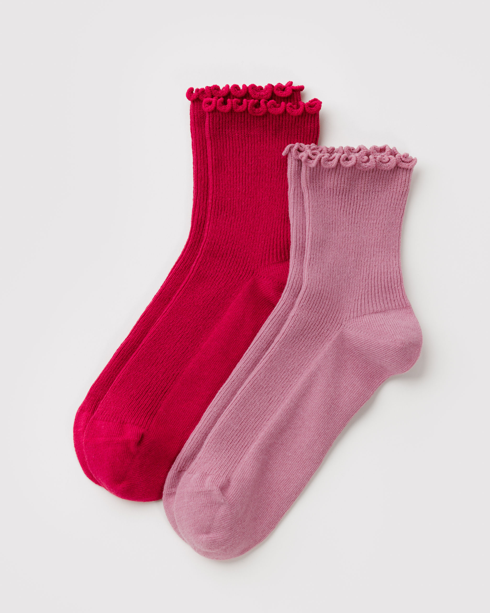Lettuce Edge Sock Set of 2 - Wild Plum & Cherry | BAGGU