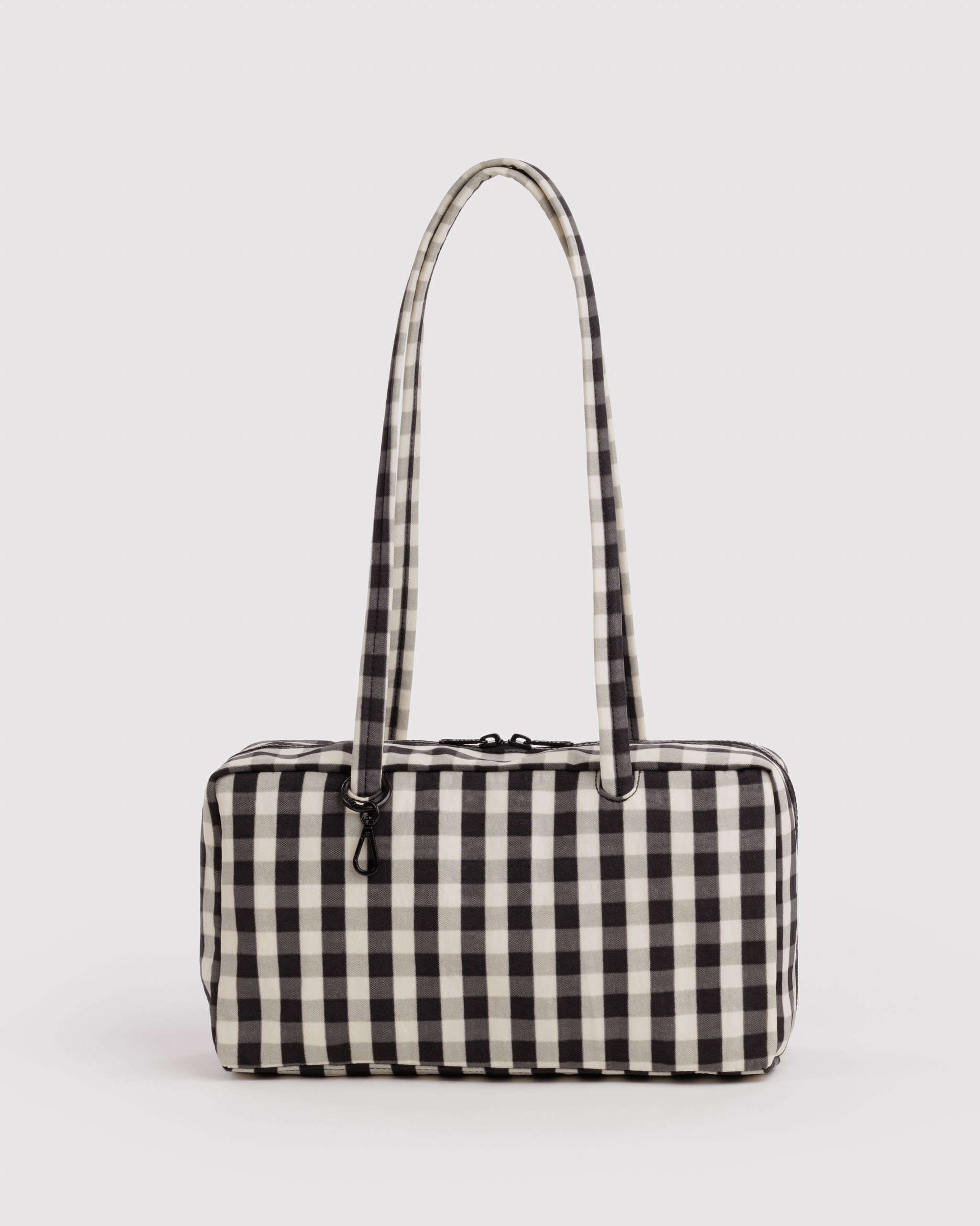 Nylon Bowler Bag - Black and Cream Gingham | BAGGU