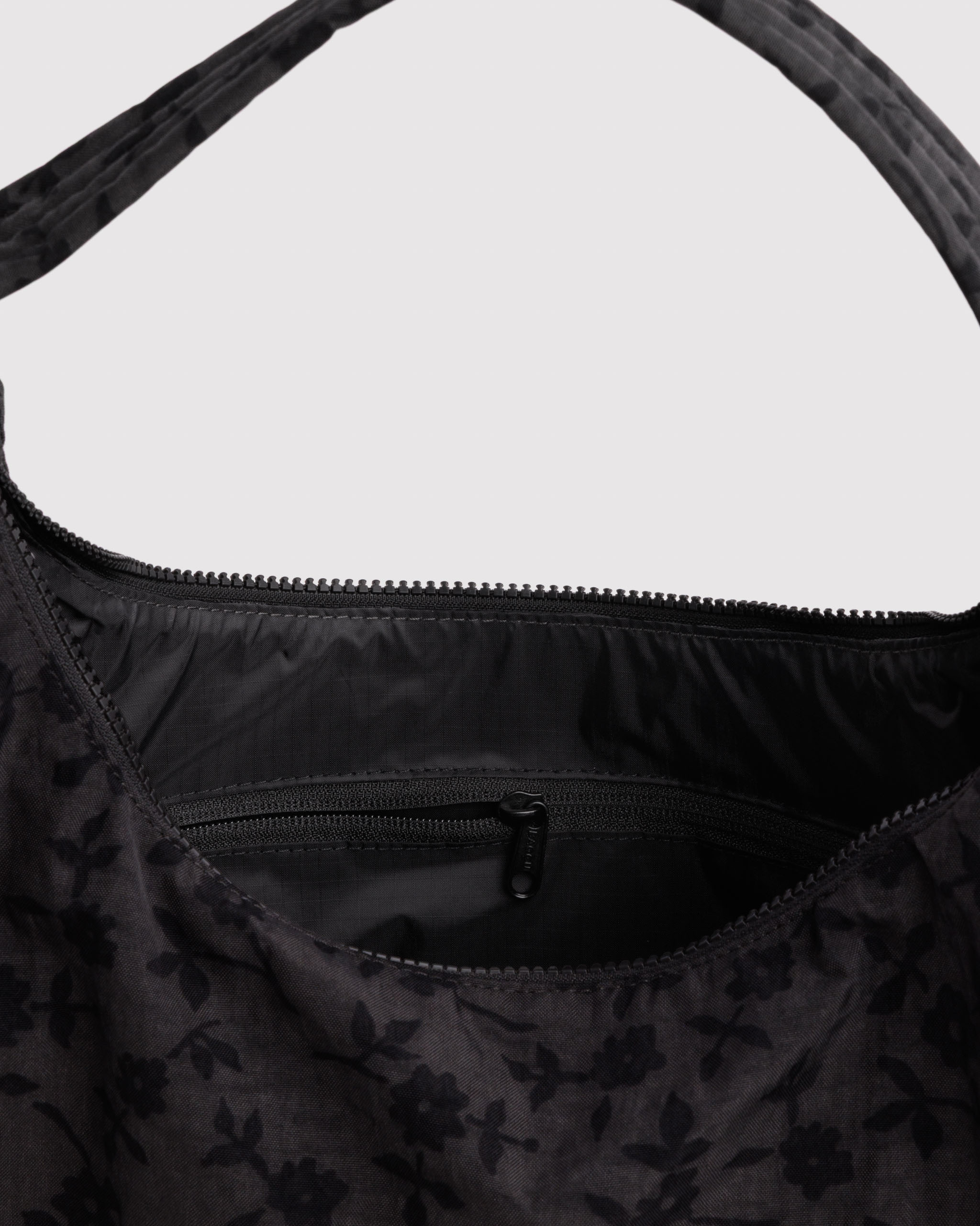 Nylon Shoulder Bag - Charcoal Ditsy Floral | BAGGU
