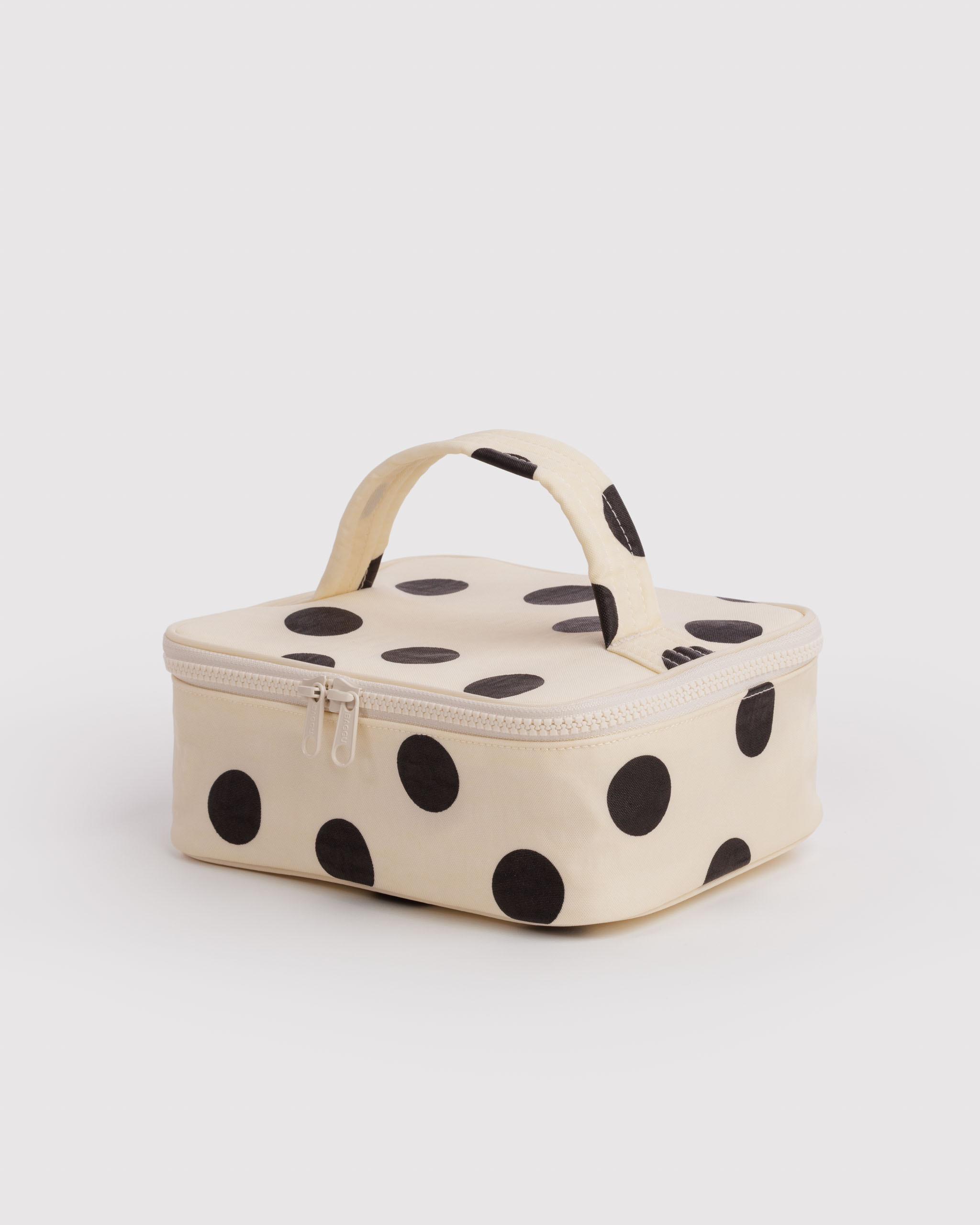 Small Cosmetic Case - Cream and Black Polka Dot | BAGGU