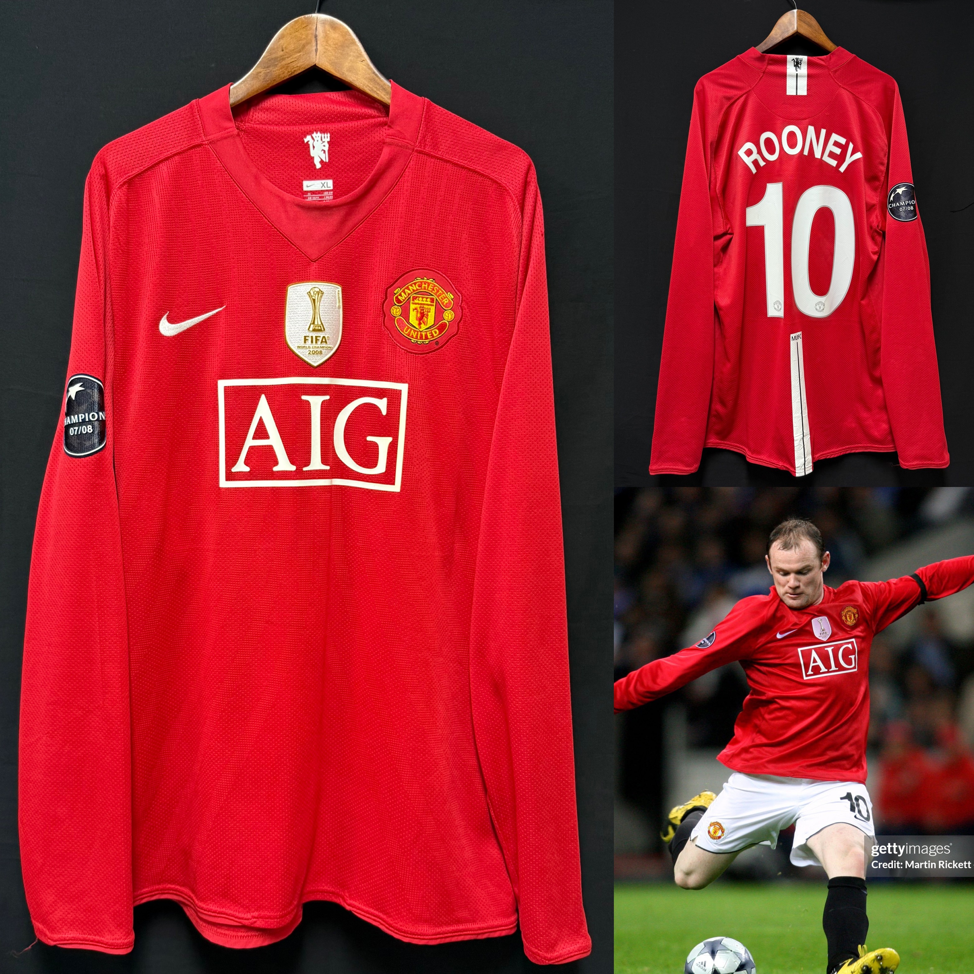 (Player Issue) Manchester United 2008-2009 UEFA Champions League Nike L/S Home Player Issue Shirt #10 ROONEY