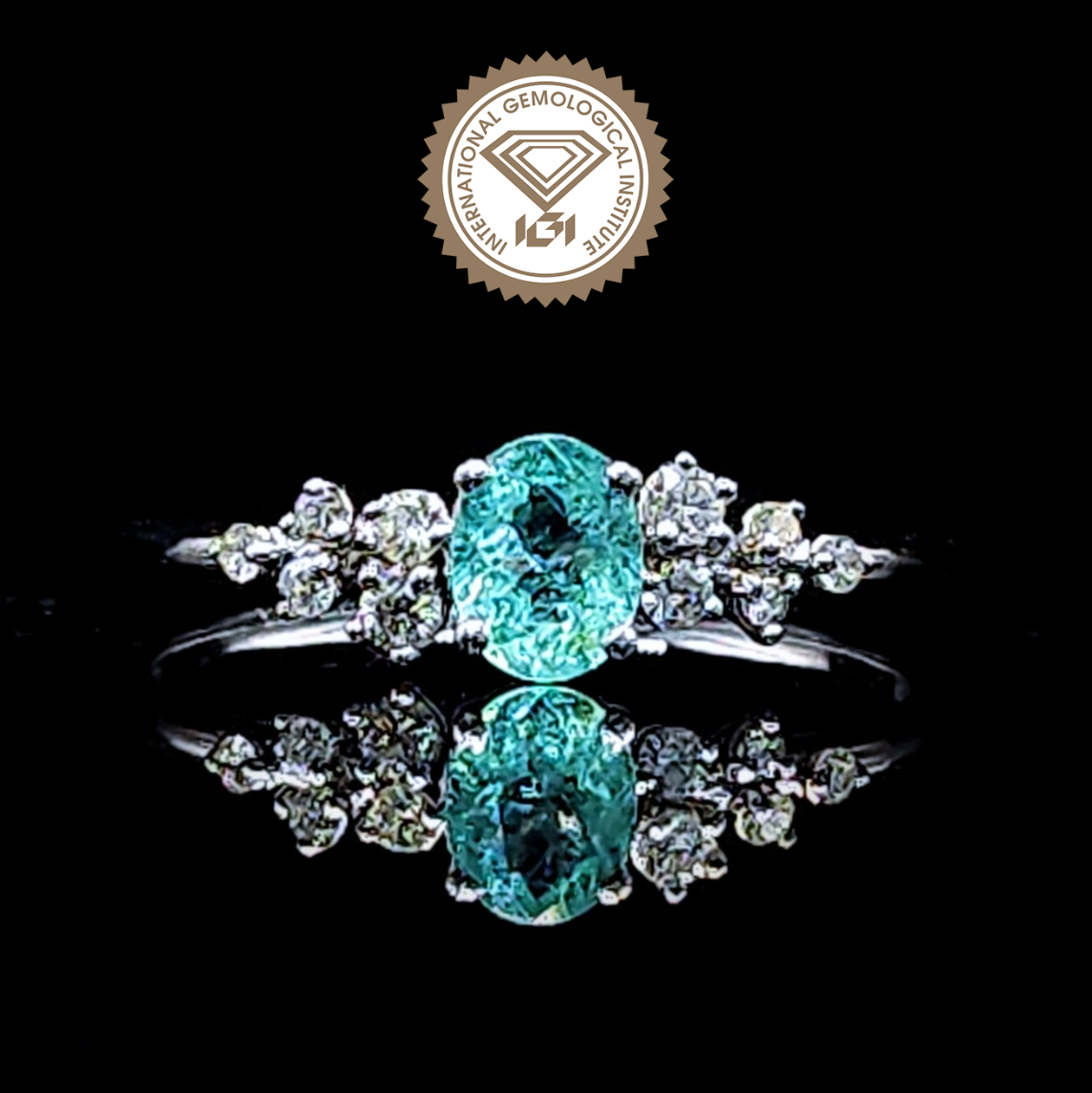 18K White Gold 0.31ct Paraiba and Diamond Ring