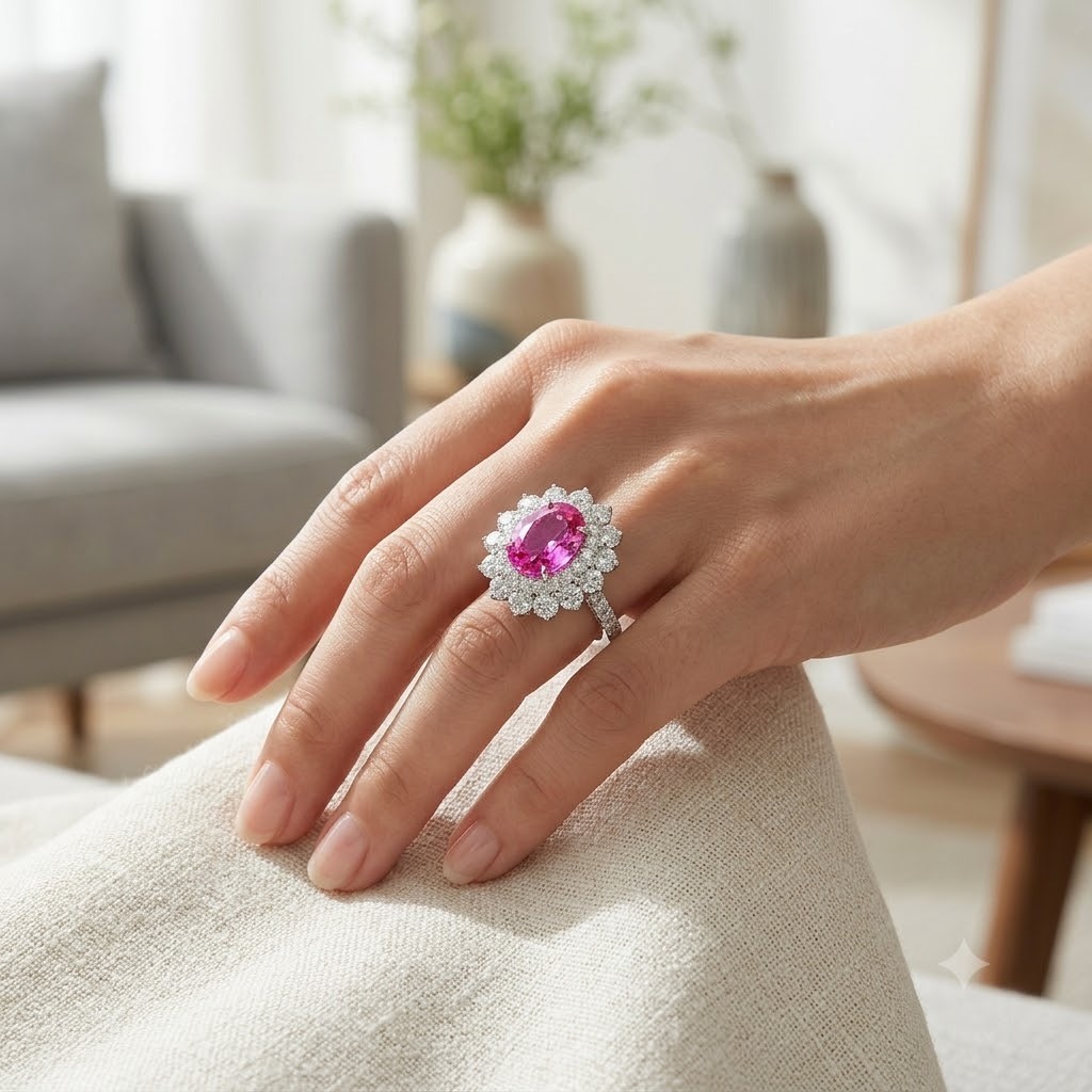18K White Gold 5.81ct Sapphire and Diamond Ring