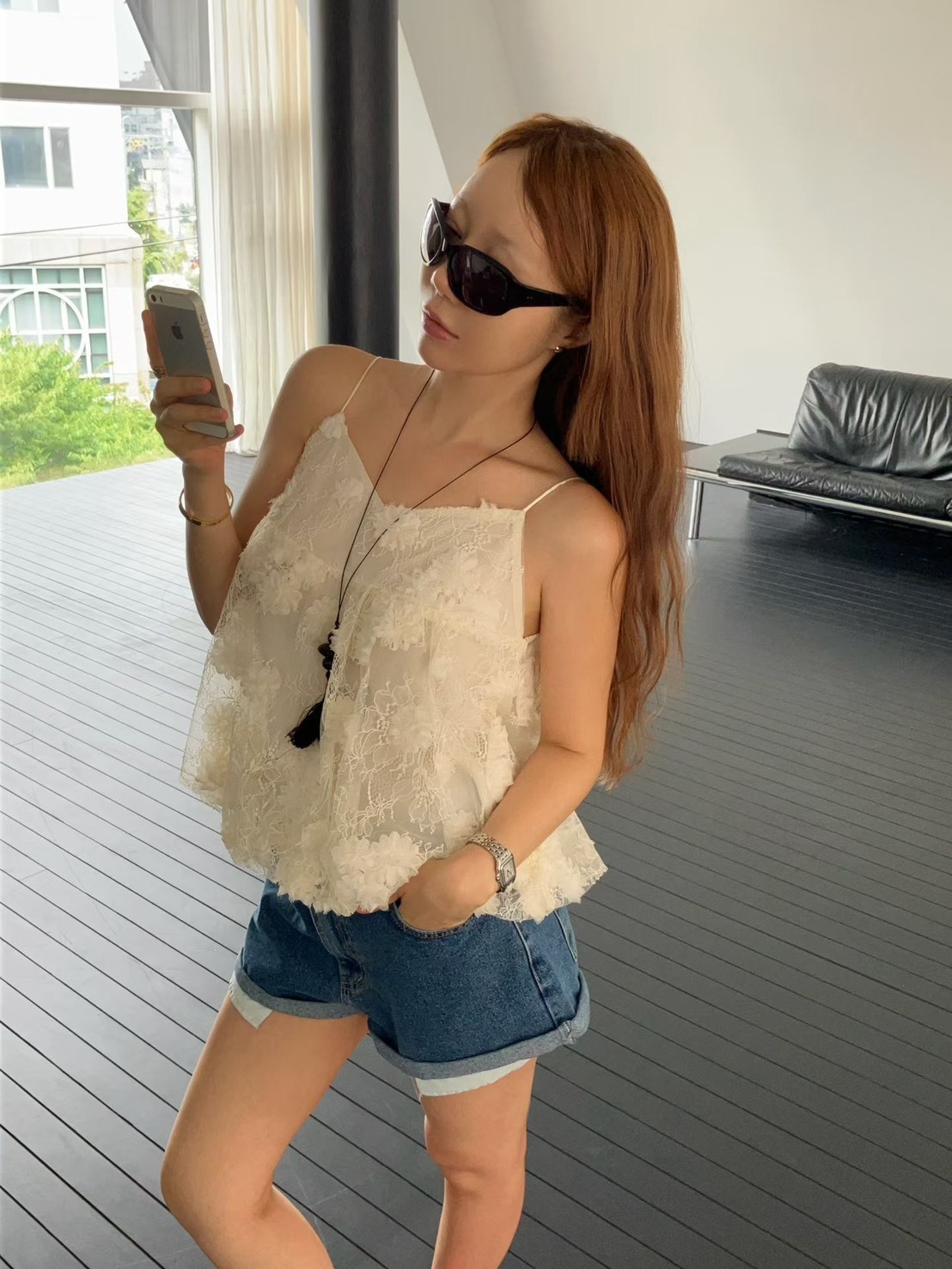 杏花蕾絲氣球背心