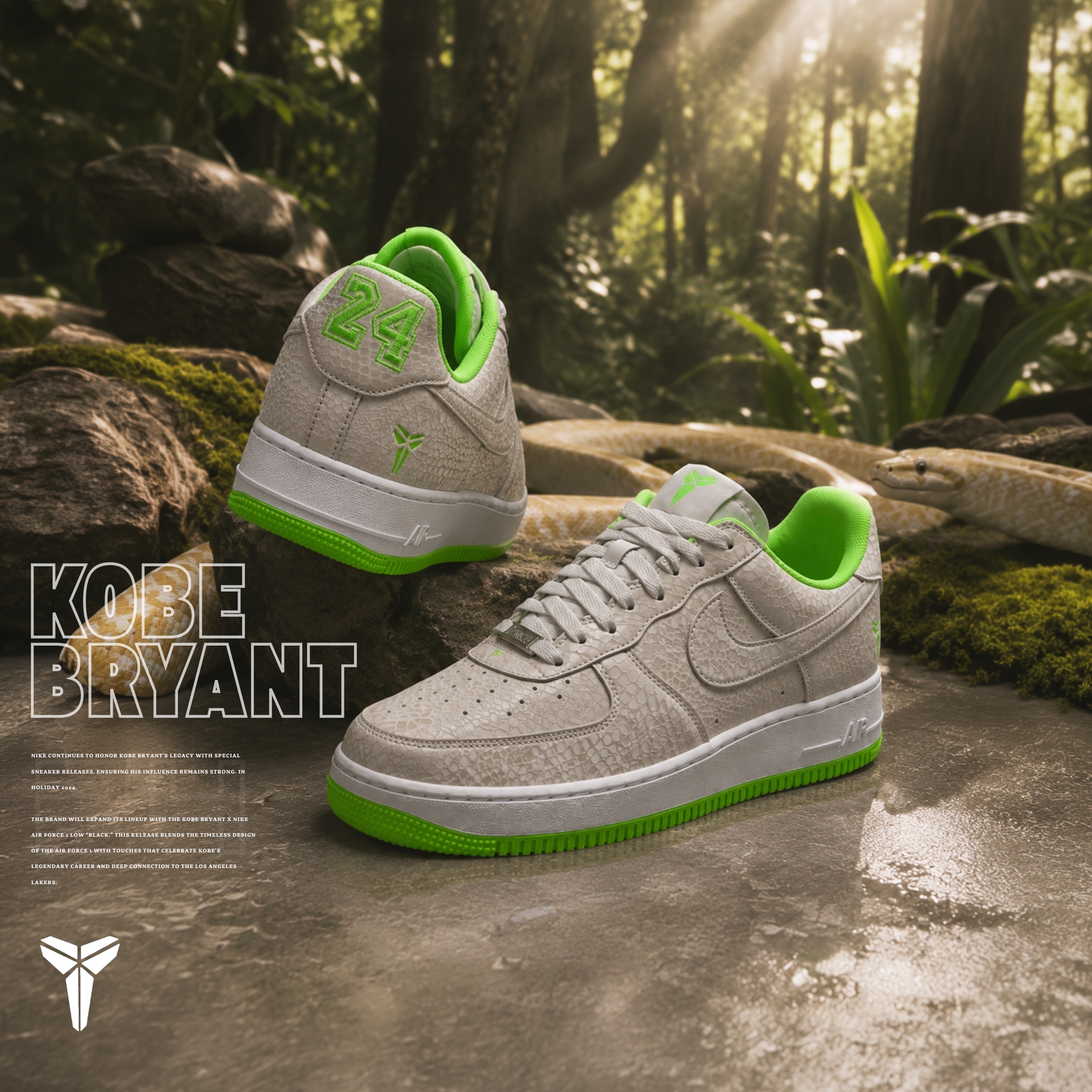 NICEDAY 代購 Kobe Bryant x Nike Air Force 1 科比 老大 聯名 沙色 綠 青竹絲 蛇 曼巴 IB0018-006