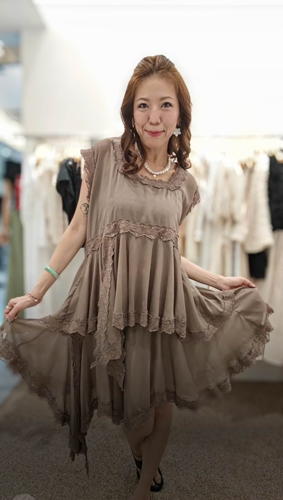 💍K6723  ▶️透膚方領上衣 👉B:126cm L:61/84cm