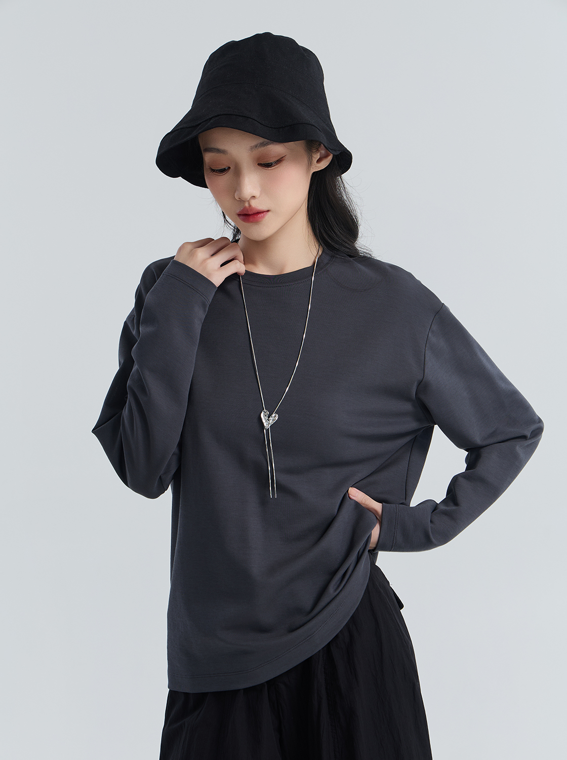 【期間限定】圓領寬鬆長袖TEE
