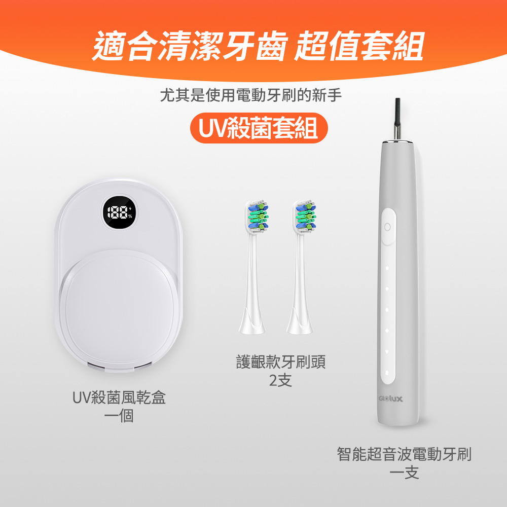 Glolux 智能超音波電動牙刷(UV殺菌套組)  (SUET-UV01)