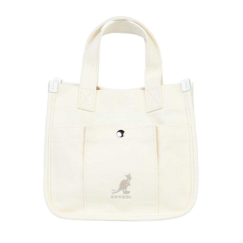 【KANGOL】兩用帆布手提側背包｜純棉耐用・輕巧百搭｜米白色-6555171801
