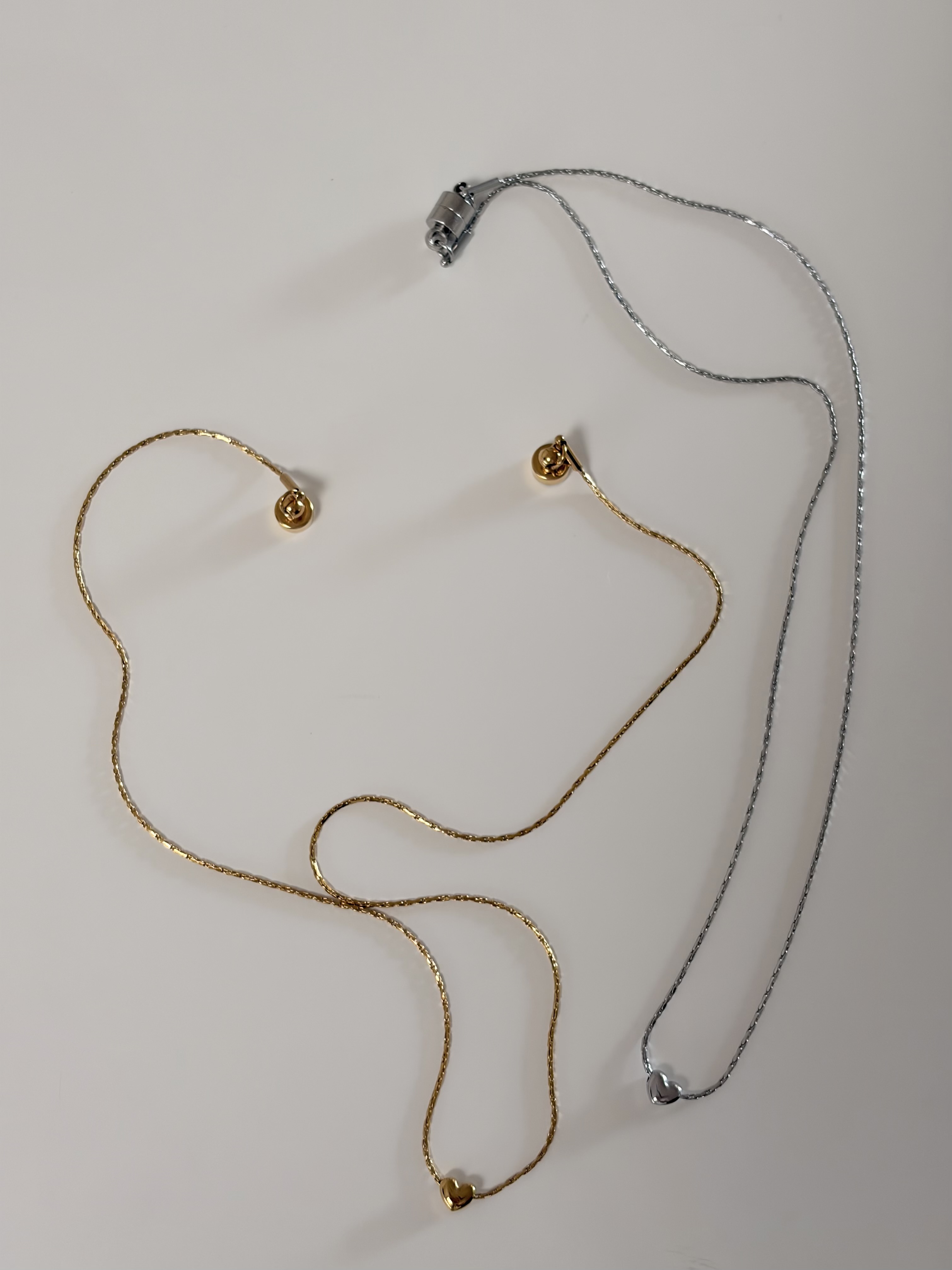 SS magnet heart bead necklace