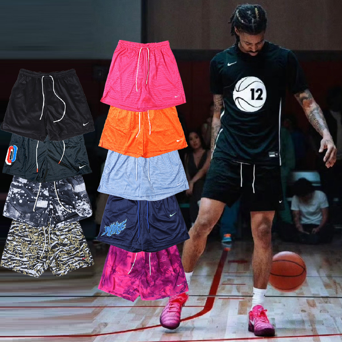 [特價售出無退換] 男款 NIKE AS M NK DF 5IN MESH SHORT 藍色火焰 0號球褲 膝上褲 動物紋 黑白米 深藍 紫粉 黑 藍  JA Morant同款 網眼 籃球 短褲【IW1203/HV1881/IF2111/HV6934/IH9270/IF2574】ABshorts FLARE JA S.T.