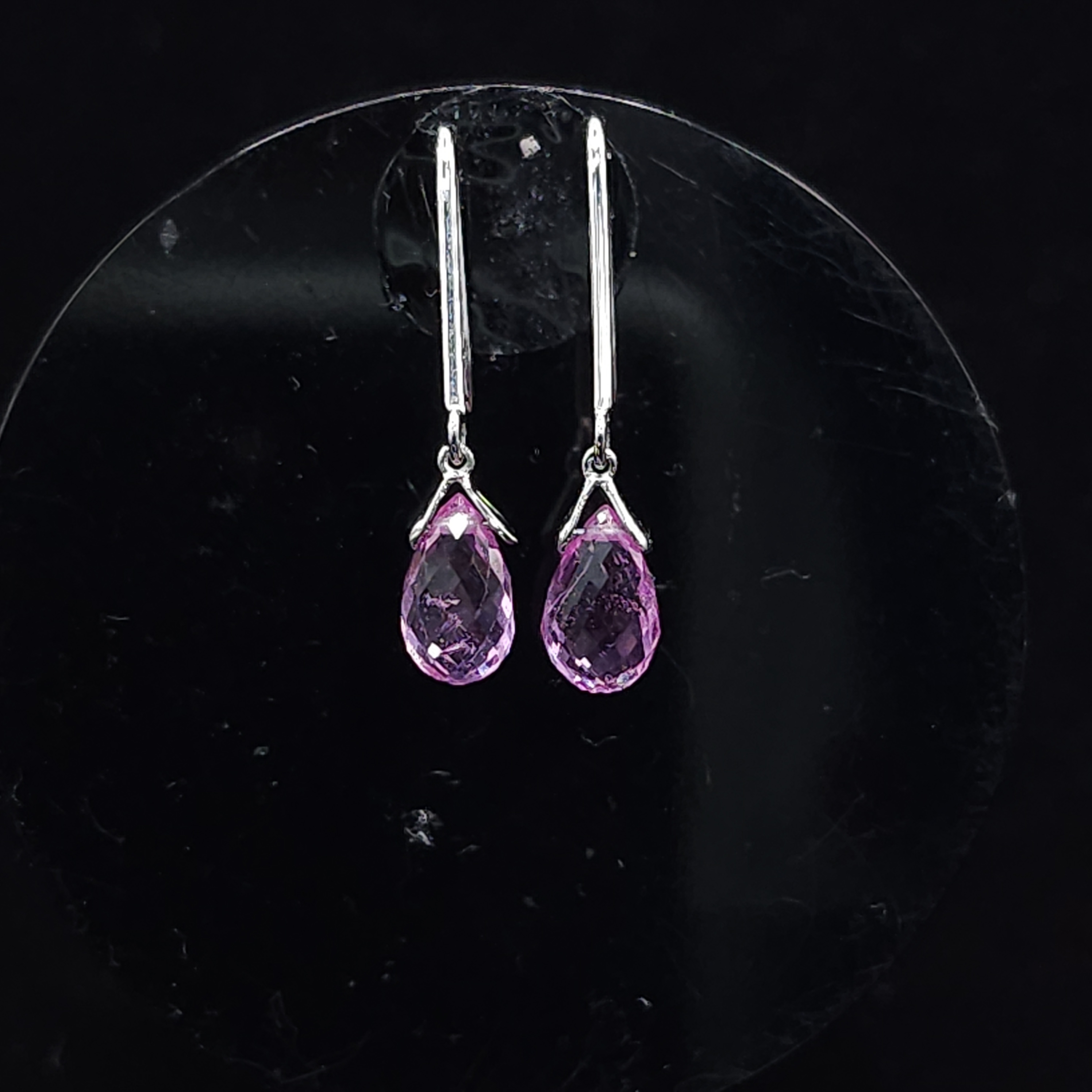 18K White Gold 1.47ct Pink Sapphire Drop Earrings