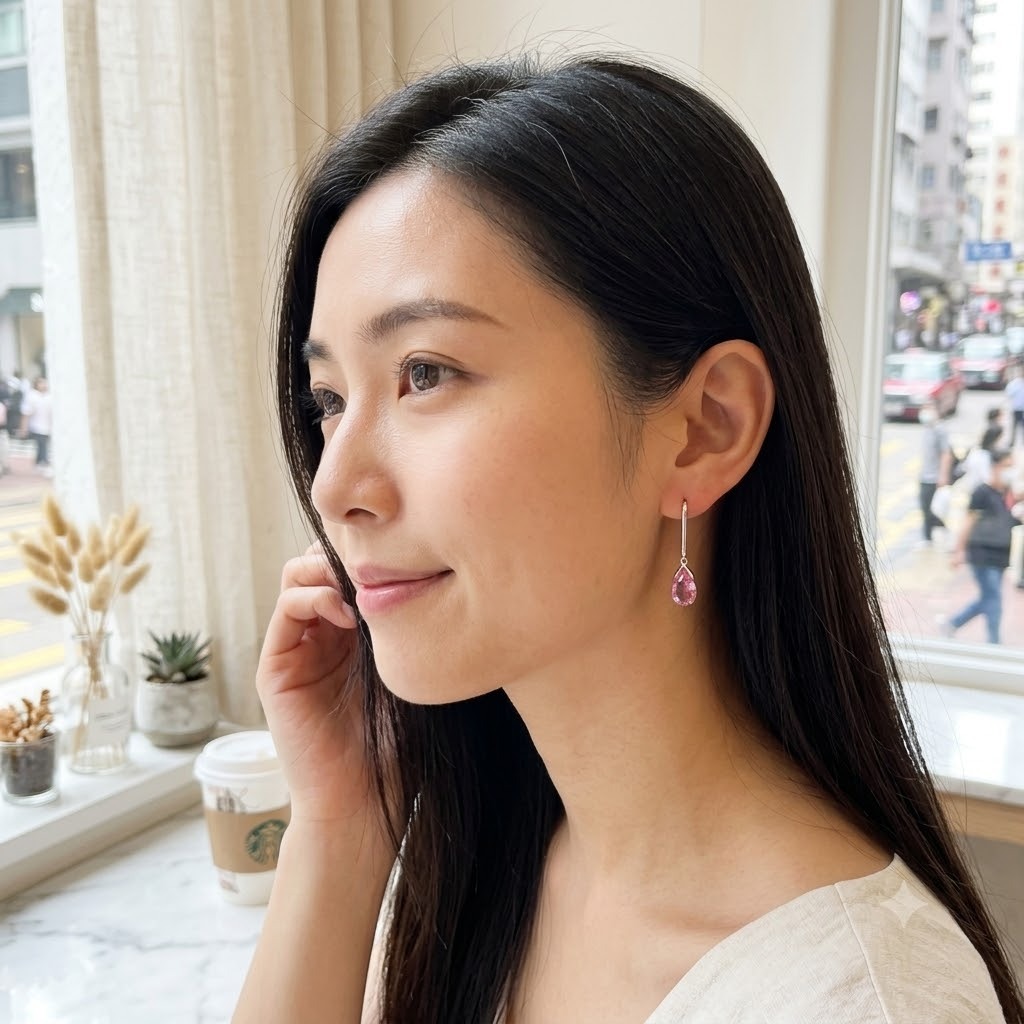 18K White Gold 1.47ct Pink Sapphire Drop Earrings