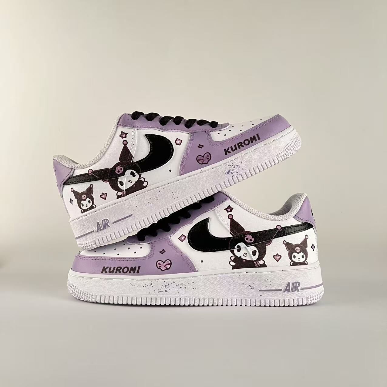 【HAO NICE】惡作劇訂製款🎨Nike Air Force 1 x庫洛米💜 三麗鷗 小惡魔 淡紫白 卡通 板鞋 休閒鞋