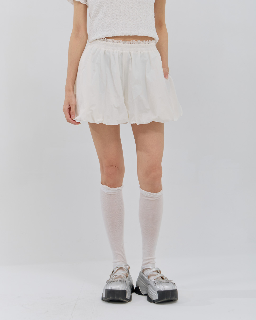 Lace-trimmed low-rise balloon shorts, S/M【04130330】in stock+pre-order