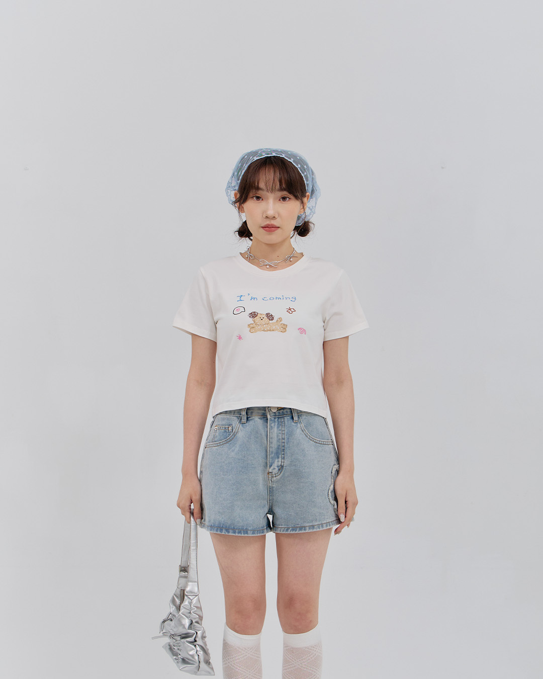 手绘风快乐小狗合身短T【01099916】in stock+pre-order
