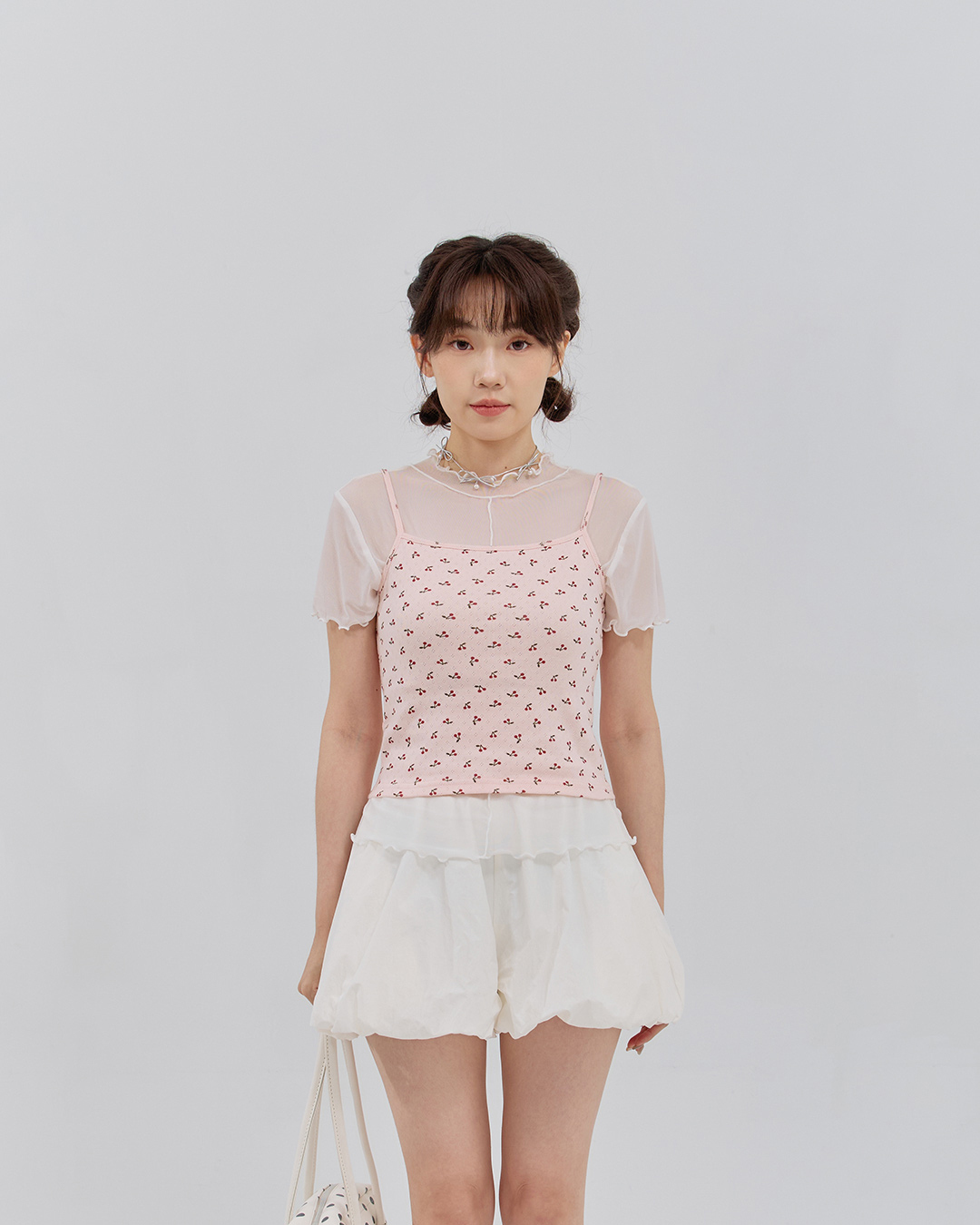 All-over cherry print thin-sleeved tank top, available in three colors【01099786】in stock+pre-order