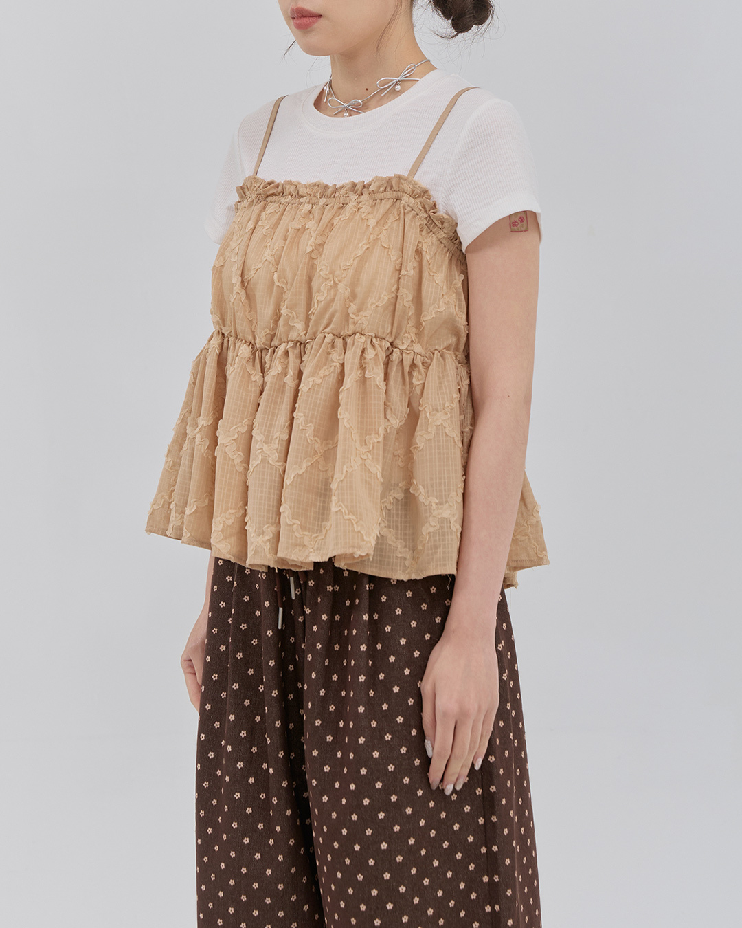 3D Mesh Jacquard Thin Shoulder Cover-Up Vest - Coffee【01099785】in stock+pre-order