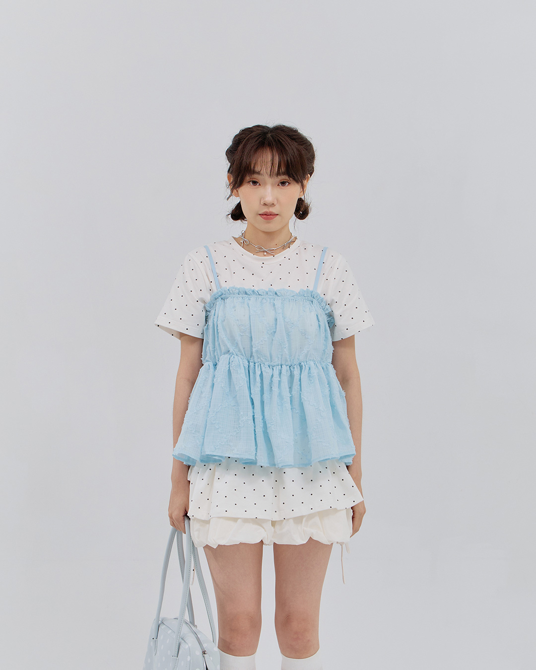 3D Mesh Jacquard Thin Shoulder Cover-Up Vest - Blue【01099783】in stock+pre-order