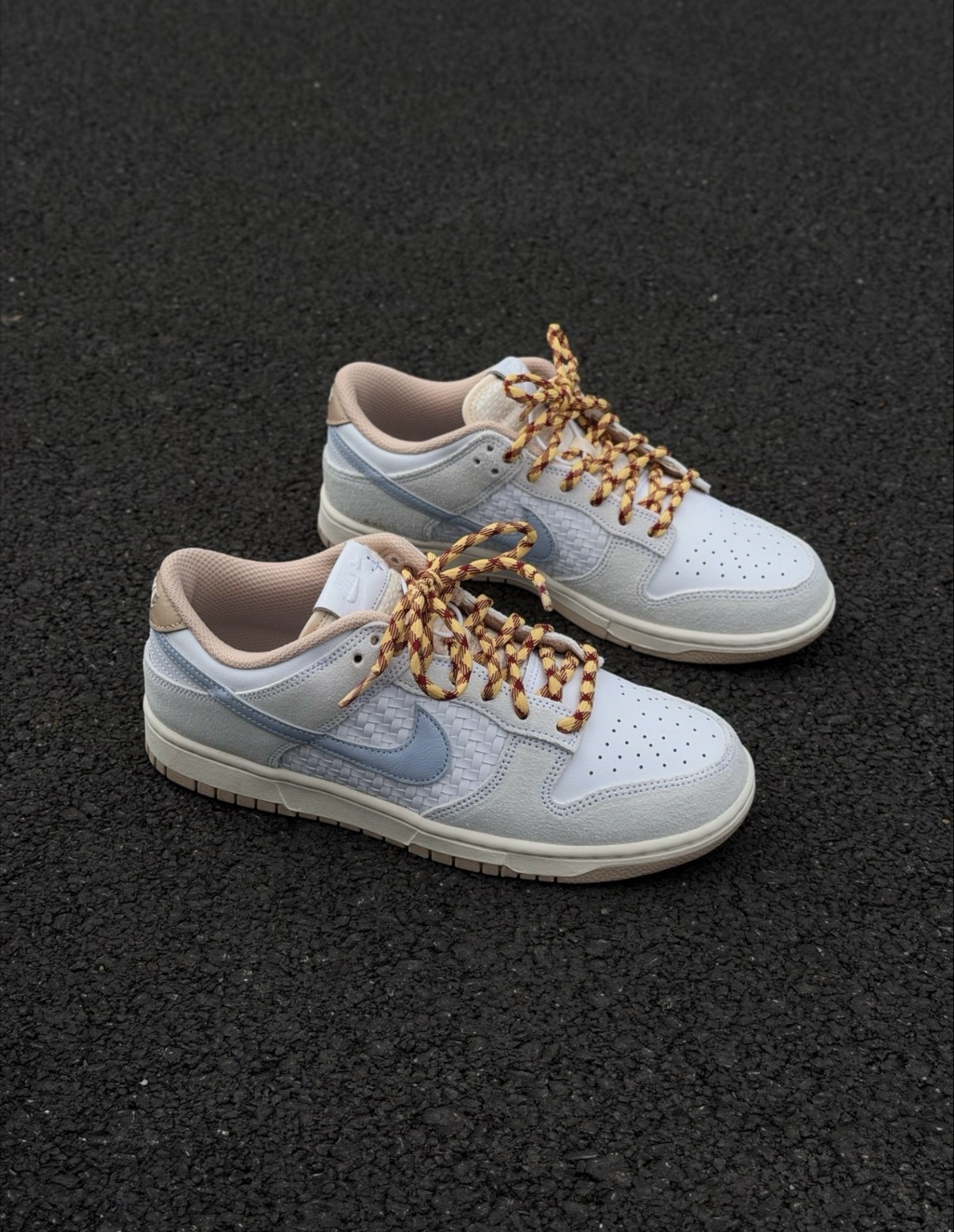 男鞋 NIKE DUNK LOW RETRO SE STYLE 白杏藍 麂皮 編織 皮標 休閒鞋【IW2016-141】
