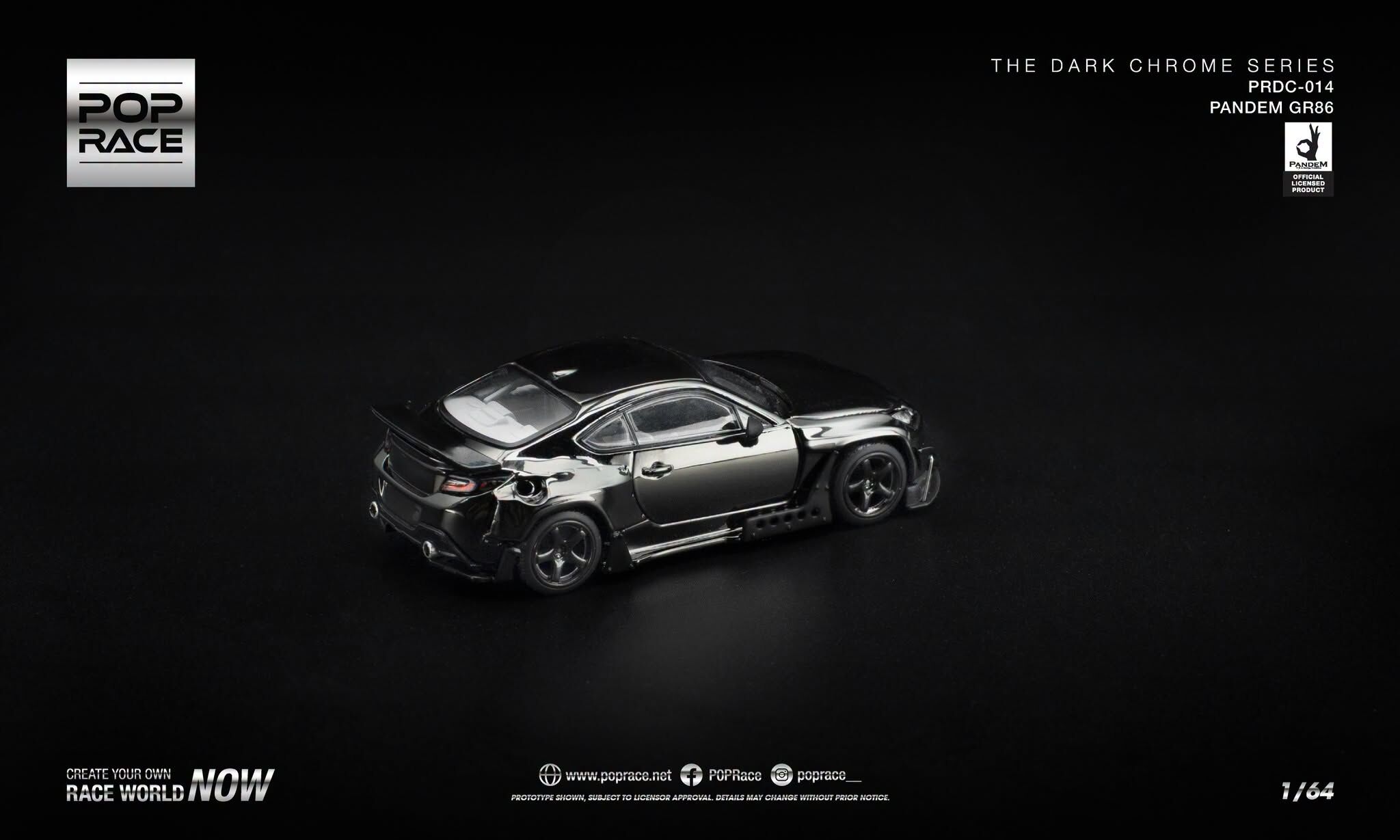 預訂:1/64 POP RACE PANDEM GR 86 - DARK CHROME (PRDC014 )
