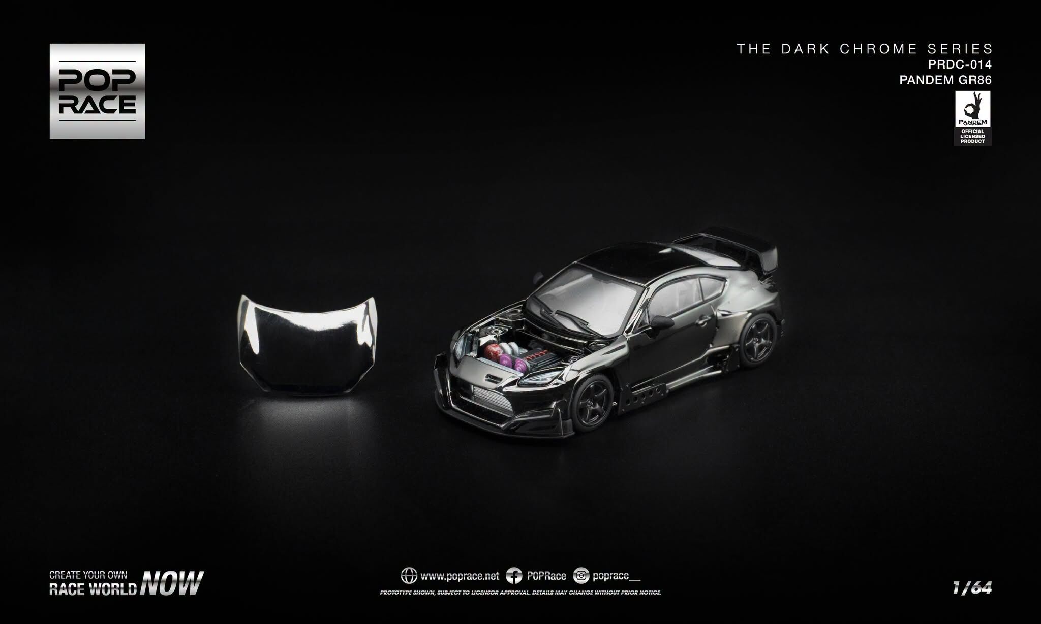 預訂:1/64 POP RACE PANDEM GR 86 - DARK CHROME (PRDC014 )