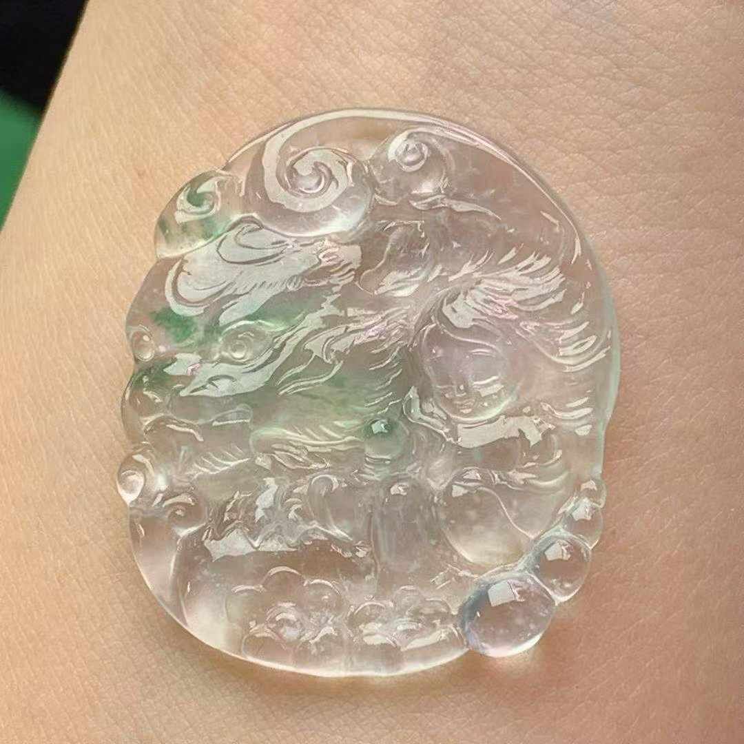 74339 翡翠老坑冰飄綠文殊菩薩