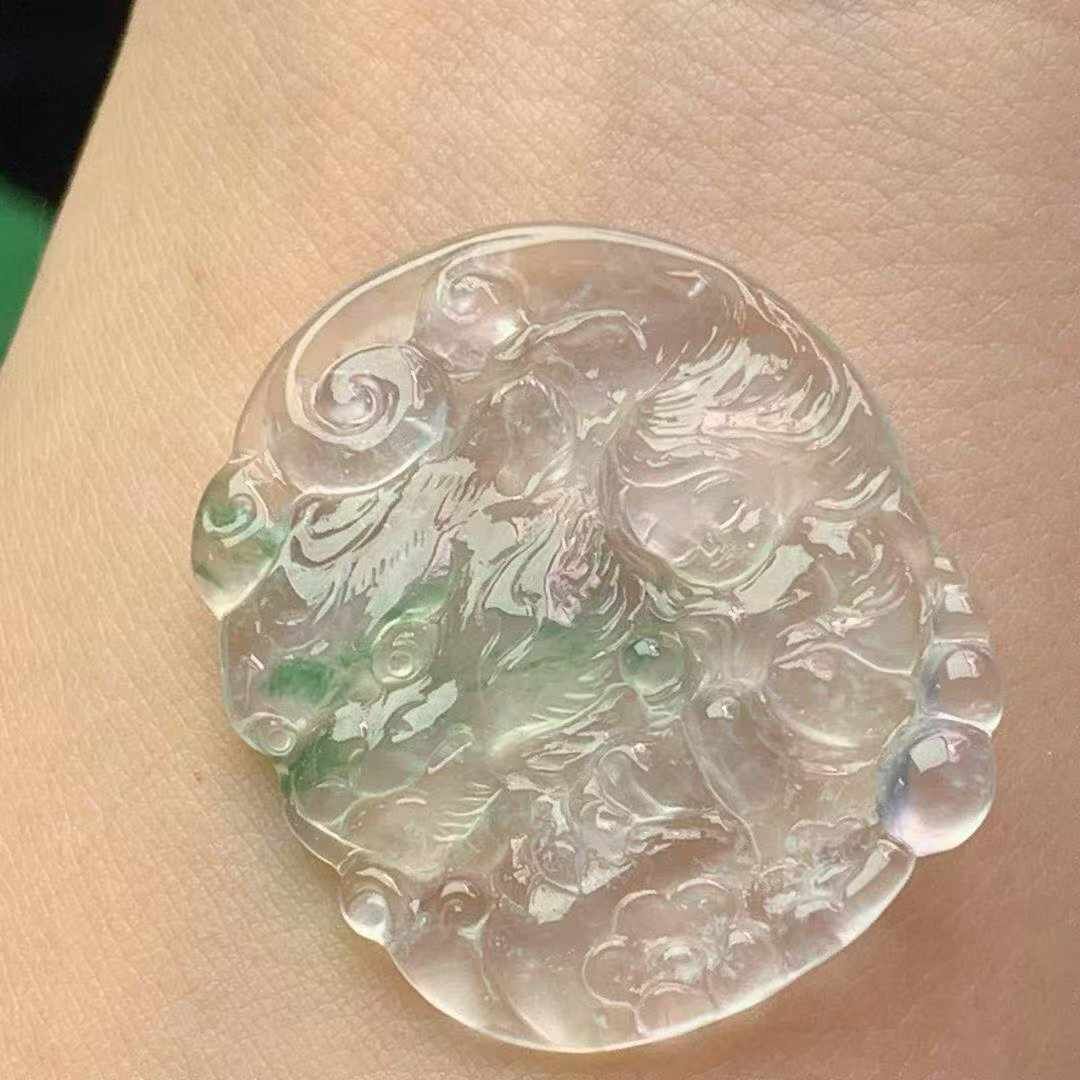 74339 翡翠老坑冰飄綠文殊菩薩
