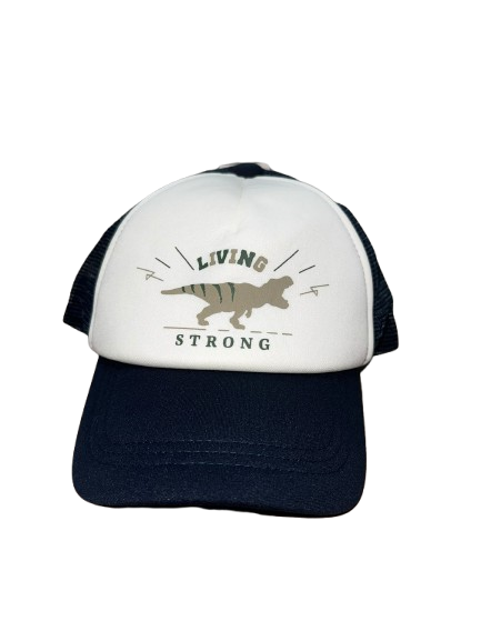 【Nishimatsuya】LIVING STRONG Dinosaur Kids Mesh Cap (Navy/Off-White)