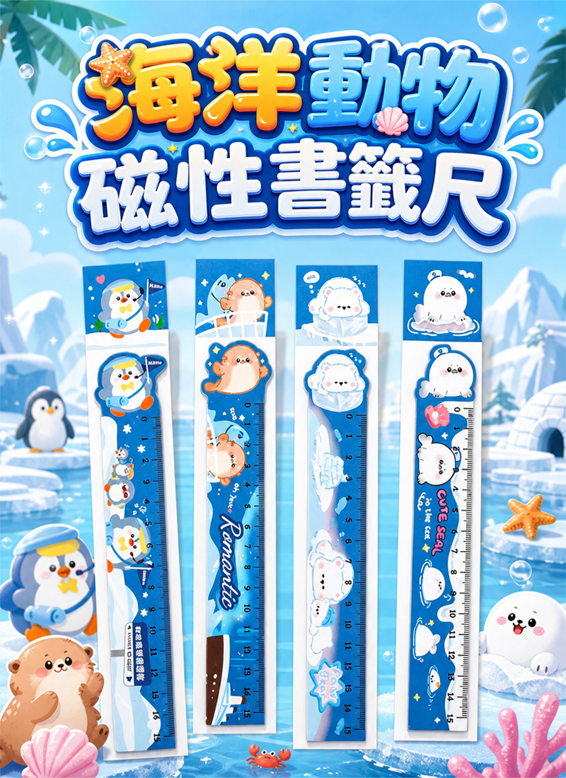 海洋動物磁性書籤尺 A3410