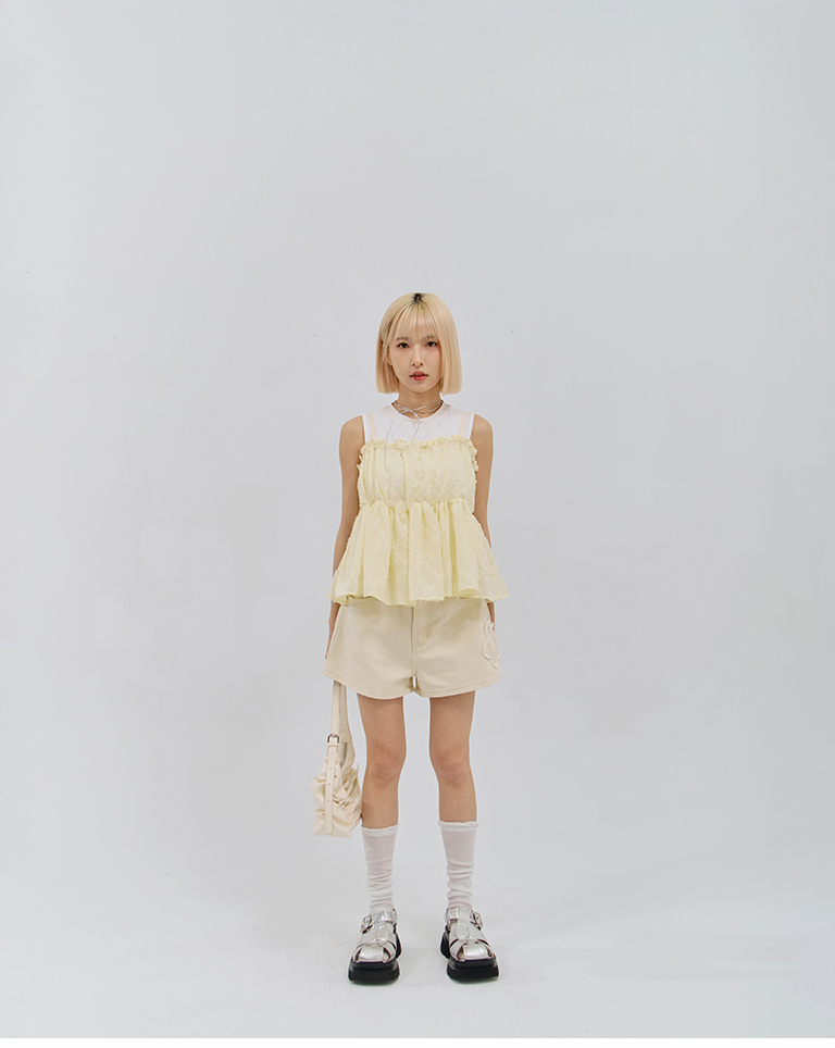 3D Mesh Jacquard Thin Shoulder Cover-Up Vest - Yellow【01099784】in stock+pre-order