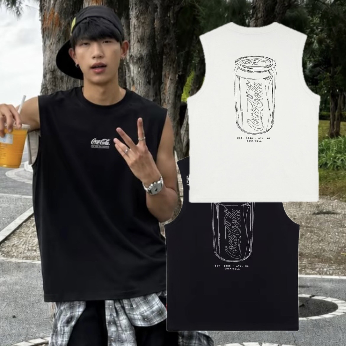 『代購商品』Coca-Cola 可口可樂素描印花寬鬆無袖背心 男女同款 840214566