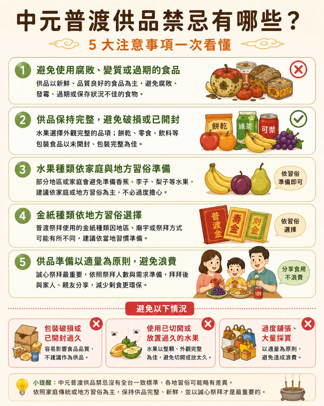 中元普渡供品禁忌