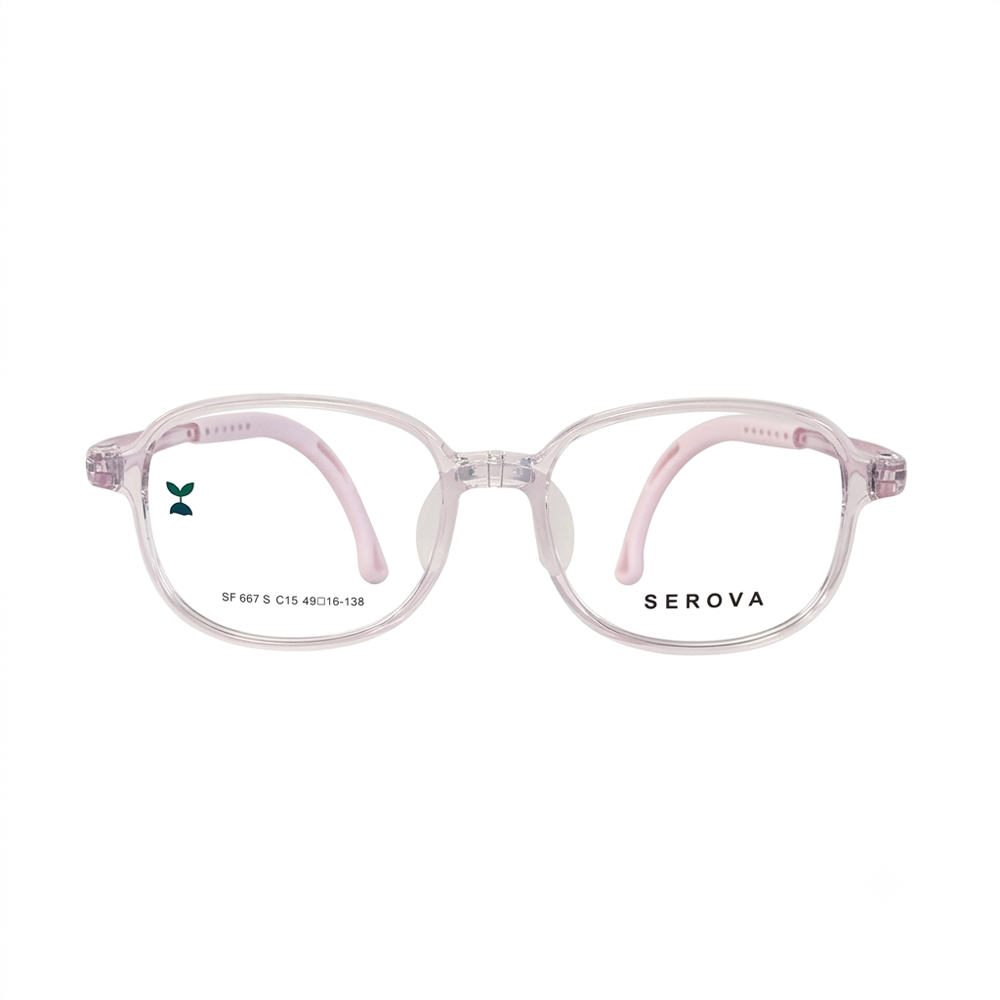 【SEROVA】SF667S C15 方框 兒童光學眼鏡♦(透粉/玫瑰金)#小豆芽系列