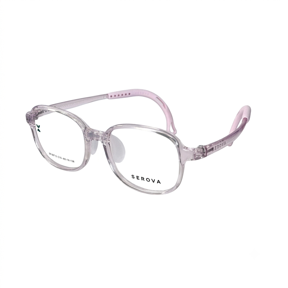 【SEROVA】SF667S C15 方框 兒童光學眼鏡♦(透粉/玫瑰金)#小豆芽系列
