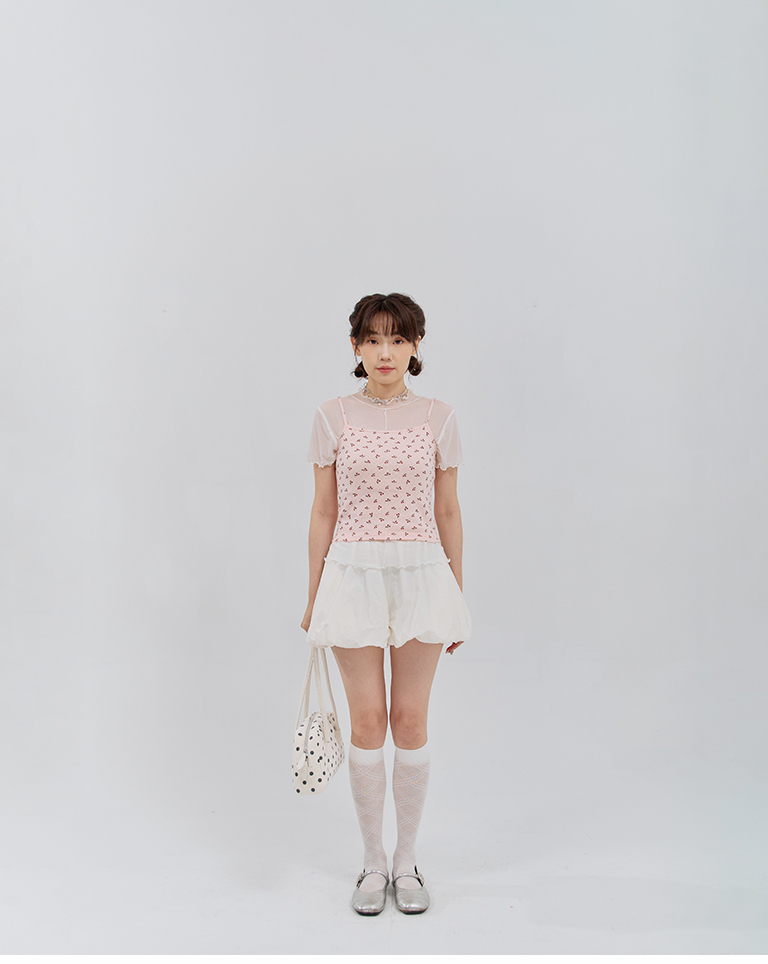 All-over cherry print thin-sleeved tank top, available in three colors【01099786】in stock+pre-order