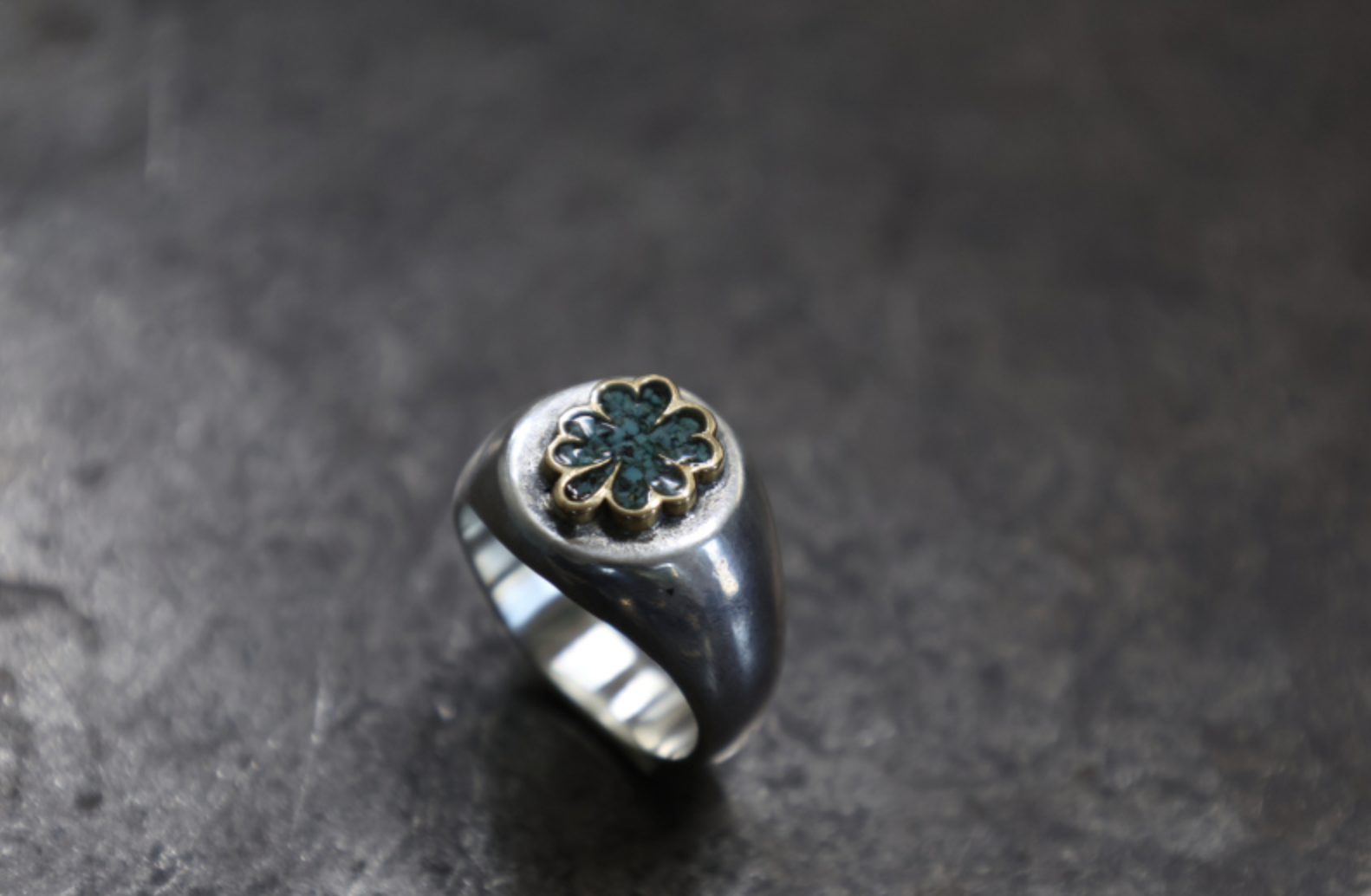 FC SE-1583 round signet/clover/chip turquoise
