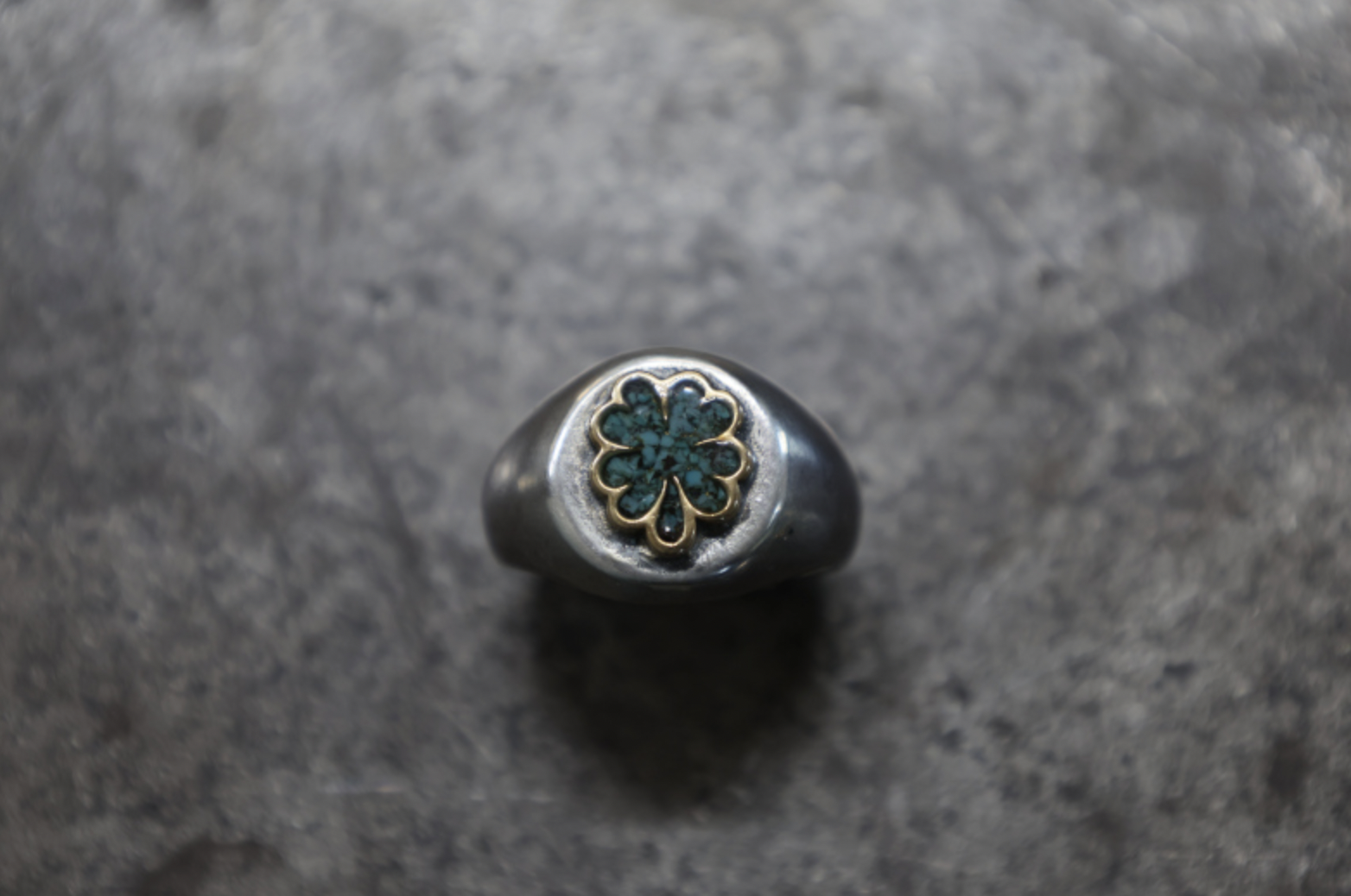 FC SE-1583 round signet/clover/chip turquoise