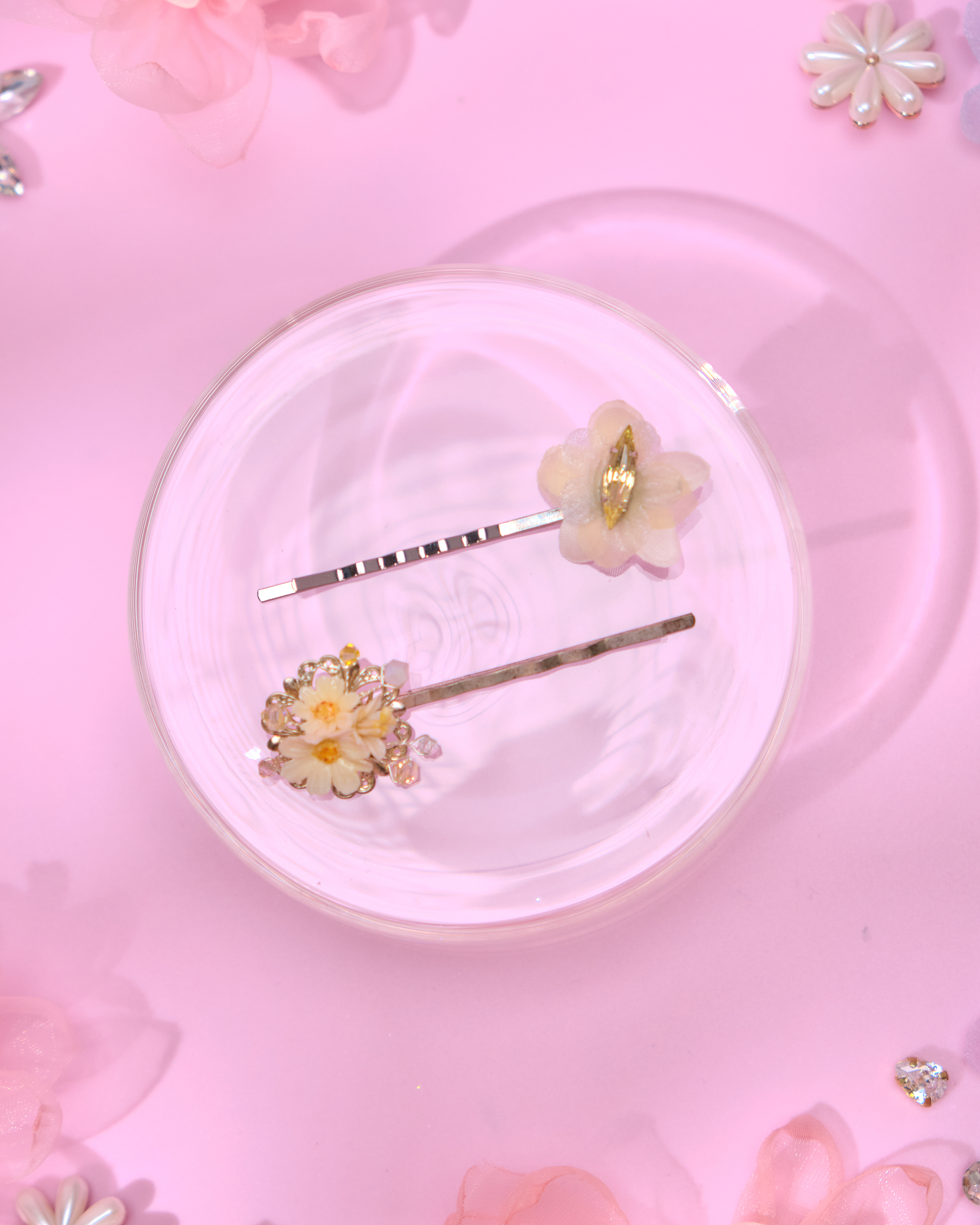 13755 Mini Floral Hair Pin Duo Set