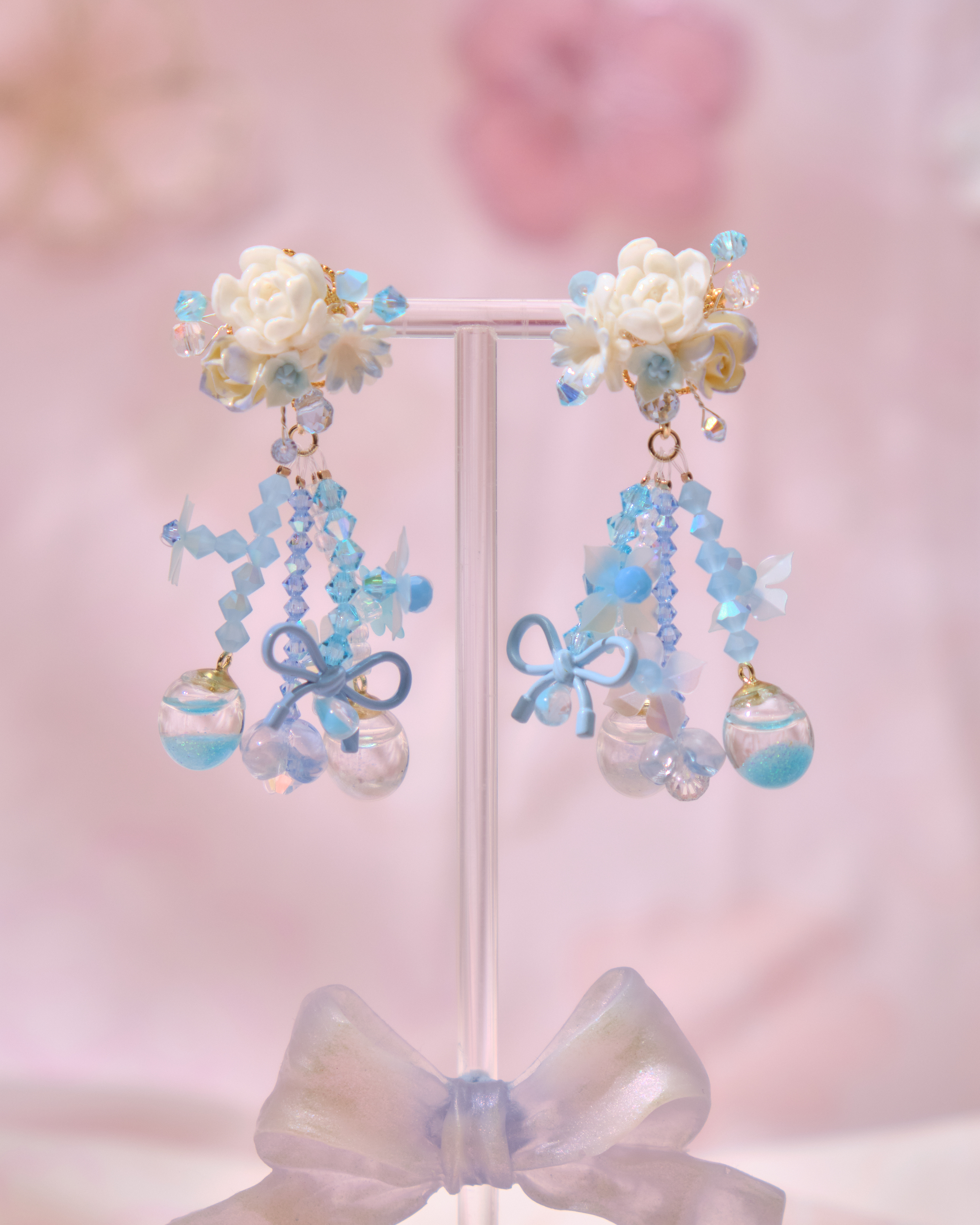 13734 Pastel Bow & Floral Earrings