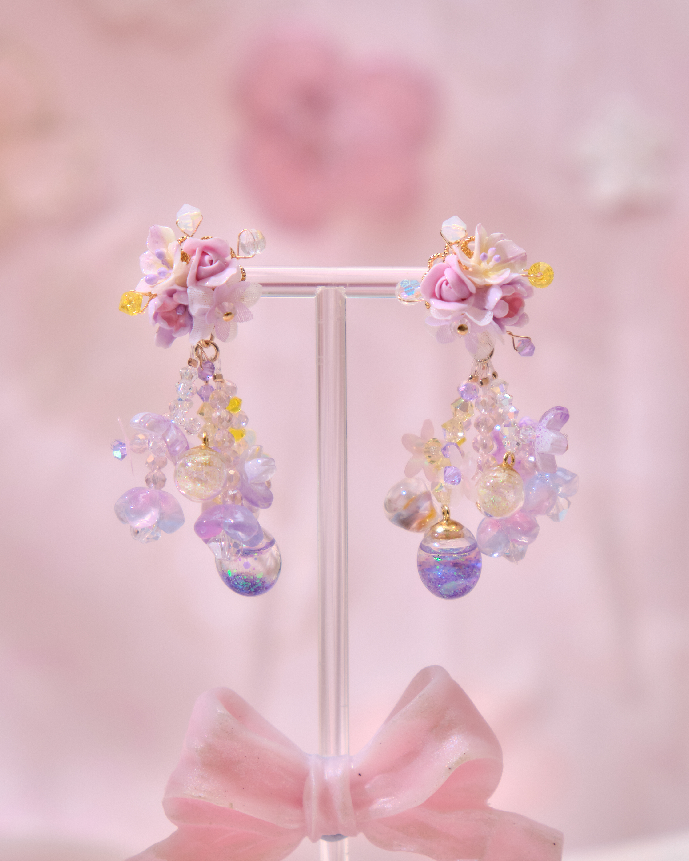 13732 Pastel Bow & Floral Earrings